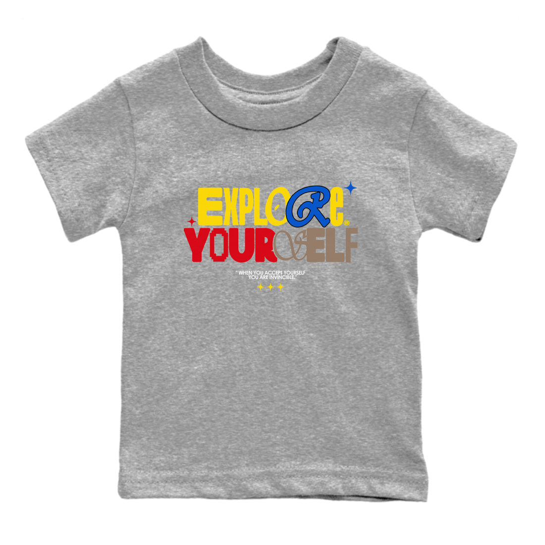 Air Jordan 1 Low Travis Scott Canary shirts to match jordans Explore Yourself sneaker match tees AJ1 Travis Scott Canary Drip Gear Zone baby toddler Heather Grey 2 cotton Shirt