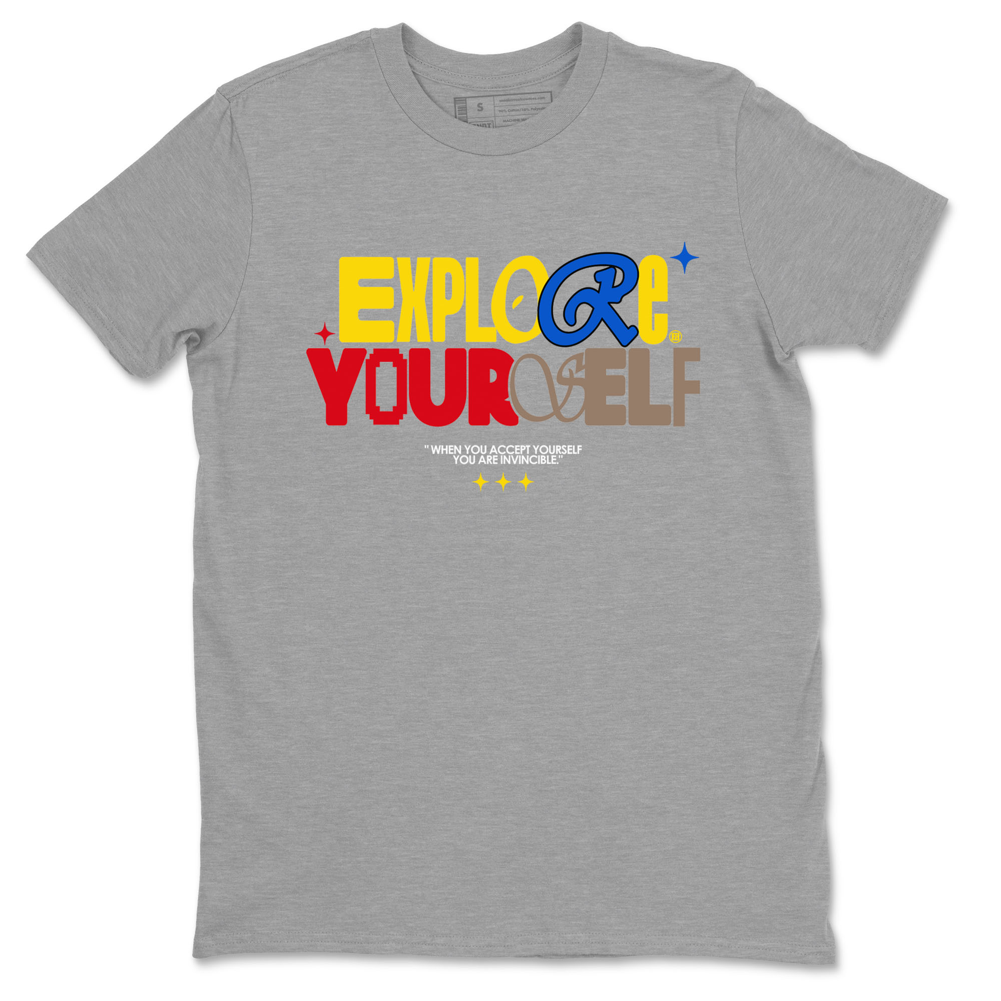 Air Jordan 1 Low Travis Scott Canary shirts to match jordans Explore Yourself sneaker match tees AJ1 Travis Scott Canary Drip Gear Zone unisex cotton Heather Grey 2 crew neck shirt