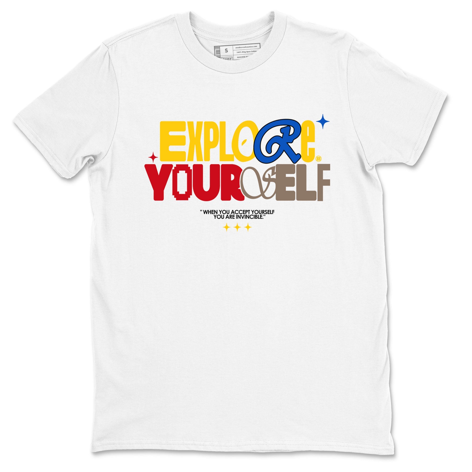 Air Jordan 1 Low Travis Scott Canary shirts to match jordans Explore Yourself sneaker match tees AJ1 Travis Scott Canary Drip Gear Zone unisex cotton White 2 crew neck shirt