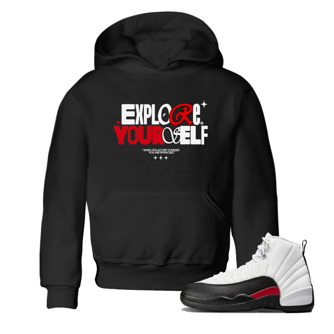 Air Jordan 12 Retro Taxi Flip shirts to match jordans Explore Yourself sneaker match tees 12s Red Taxi Drip Gear Zone baby toddler Black 1 cotton Shirt