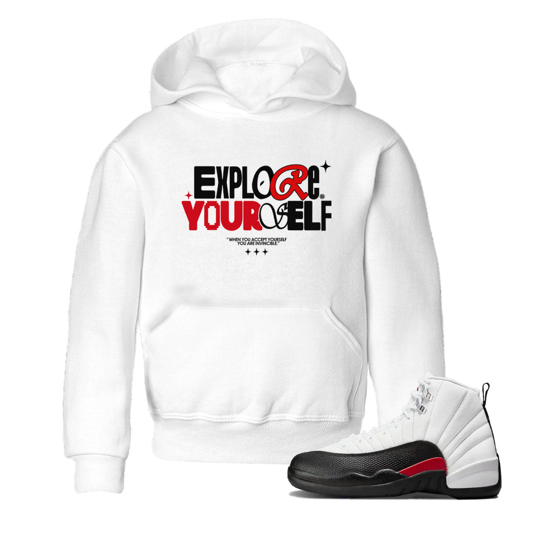 Air Jordan 12 Retro Taxi Flip shirts to match jordans Explore Yourself sneaker match tees 12s Red Taxi Drip Gear Zone baby toddler White 1 cotton Shirt