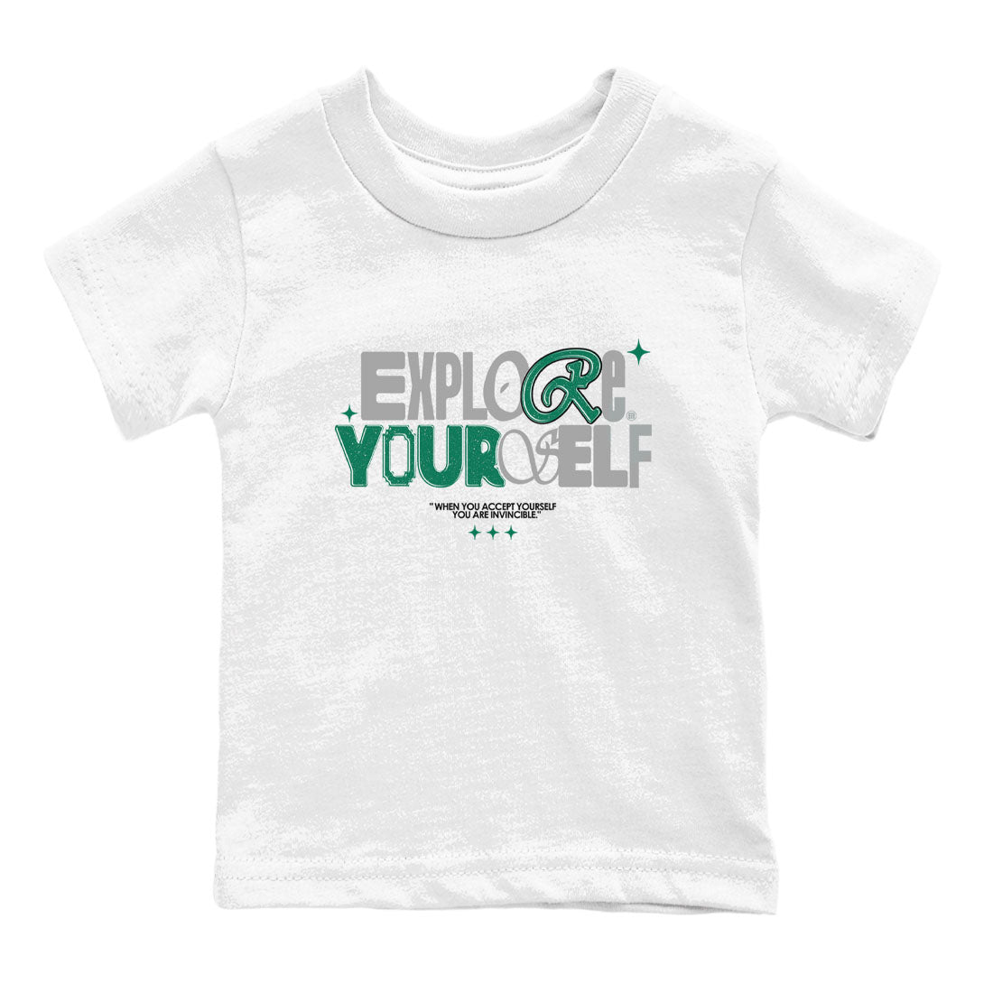 4s Oxidized Green shirts to match jordans Explore Yourself sneaker match tees Air Jordan 4 Oxidized Green Drip Gear Zone streetwear brand Baby and Youth White 2 cotton tee