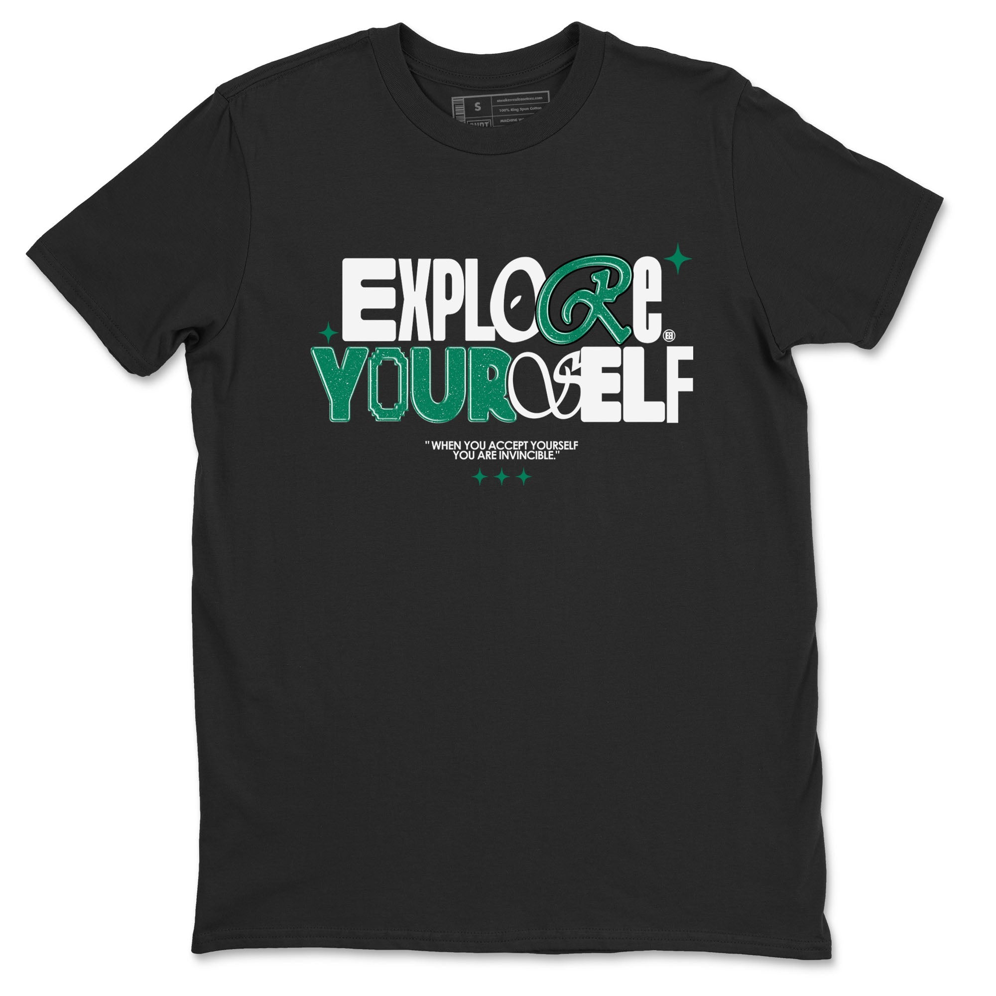 4s Oxidized Green shirts to match jordans Explore Yourself sneaker match tees Air Jordan 4 Oxidized Green Drip Gear Zone streetwear brand Black 2 unisex cotton tee