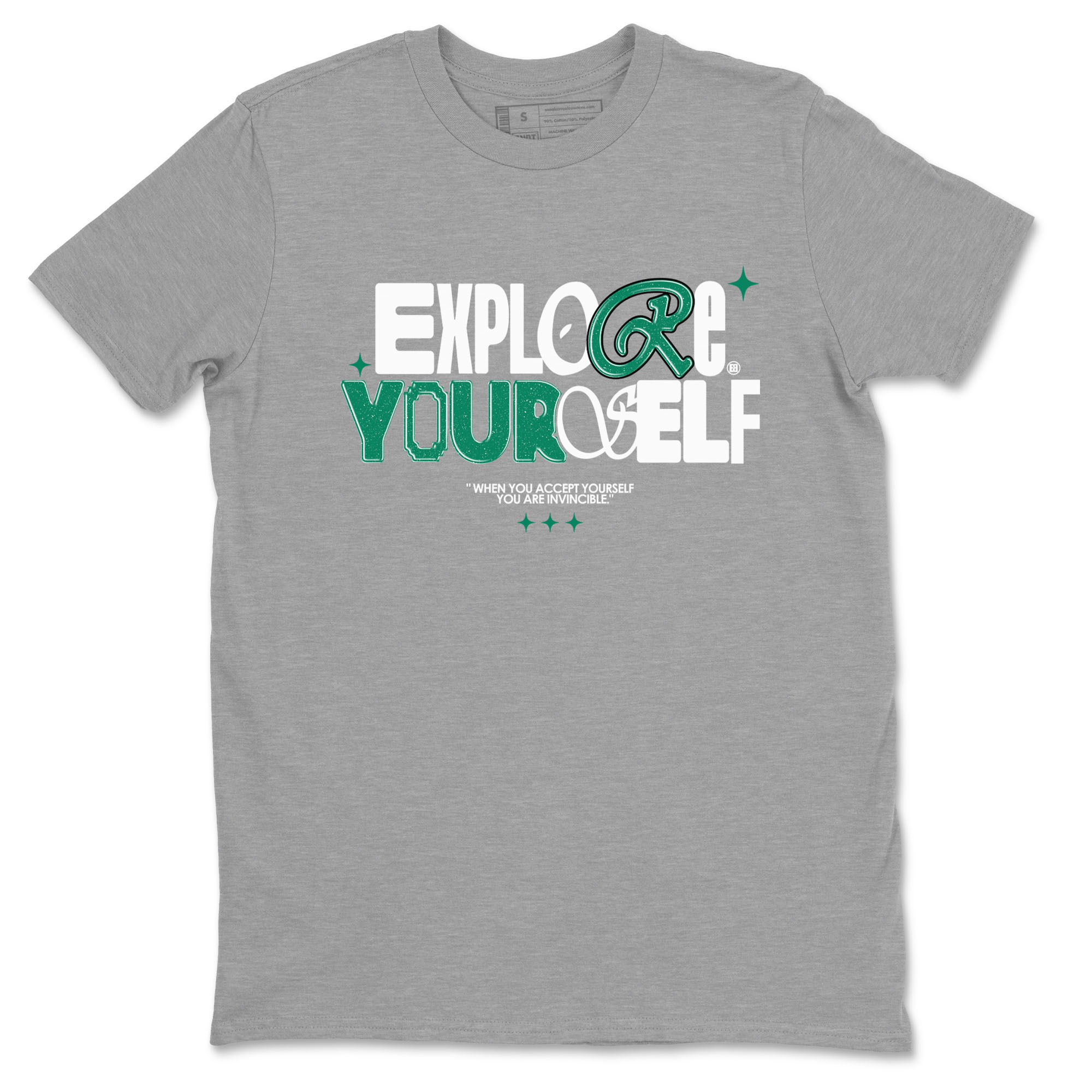 4s Oxidized Green shirts to match jordans Explore Yourself sneaker match tees Air Jordan 4 Oxidized Green Drip Gear Zone streetwear brand Heather Grey 2 unisex cotton tee