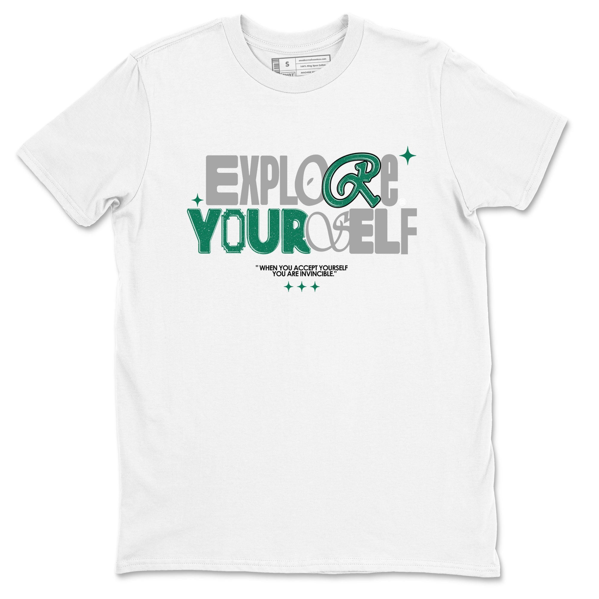 4s Oxidized Green shirts to match jordans Explore Yourself sneaker match tees Air Jordan 4 Oxidized Green Drip Gear Zone streetwear brand White 2 unisex cotton tee