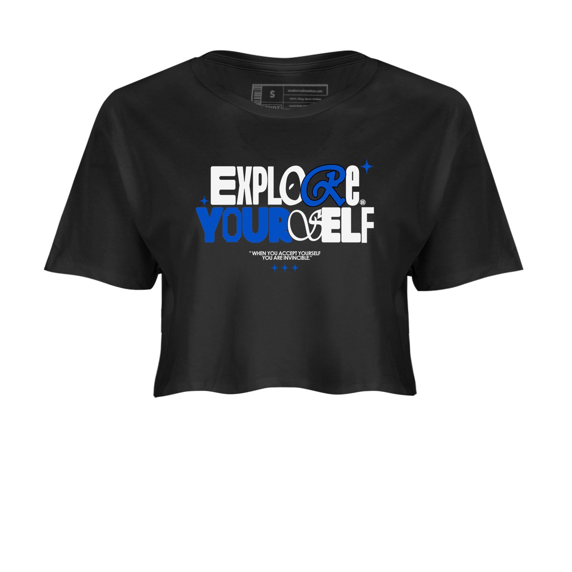 Yeezy Slide Azure shirts to match jordans Explore Yourself sneaker match tees Yeezy Slide Azure Drip Gear Zone streetwear brand Black 2 crop tee