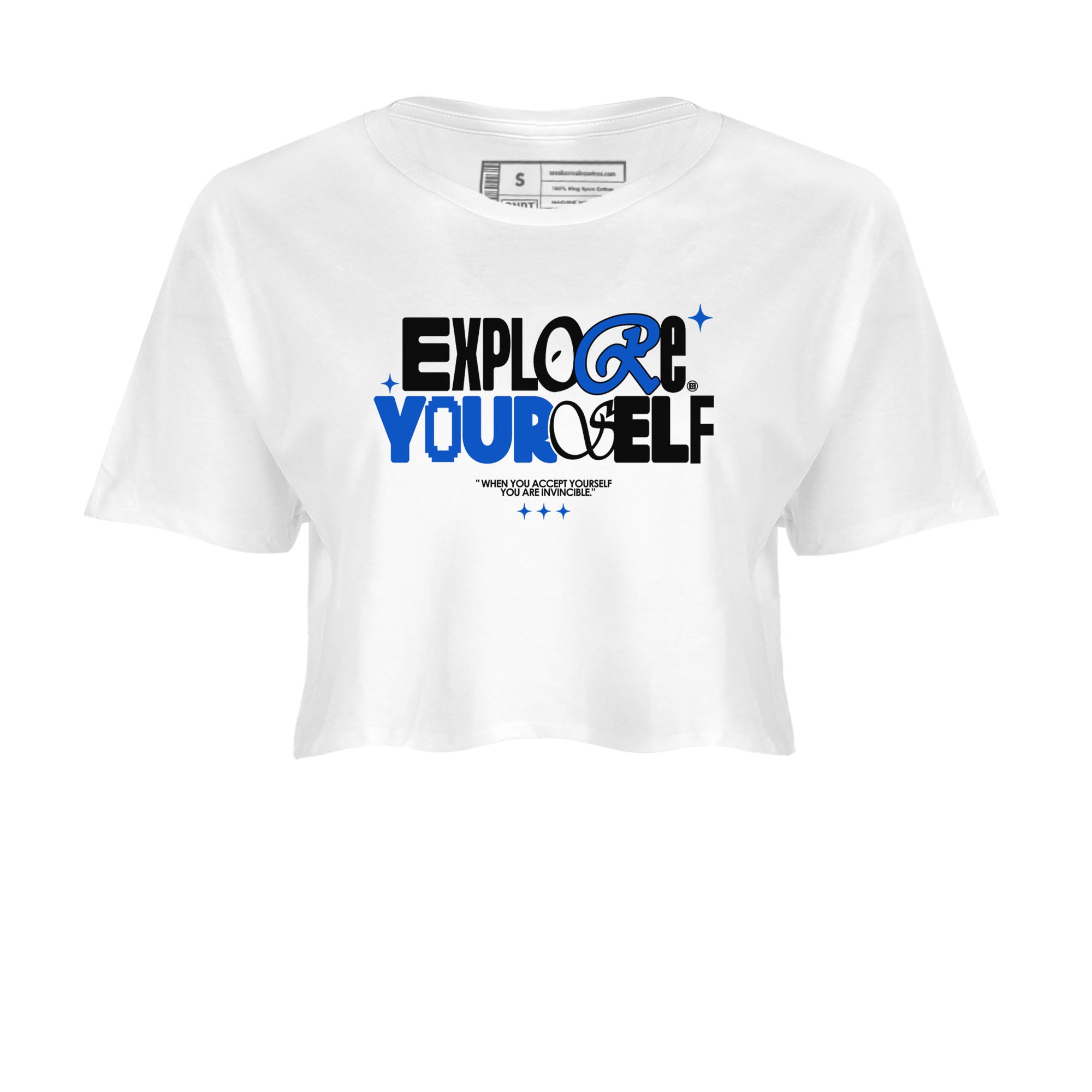 Yeezy Slide Azure shirts to match jordans Explore Yourself sneaker match tees Yeezy Slide Azure Drip Gear Zone streetwear brand White 2 crop tee