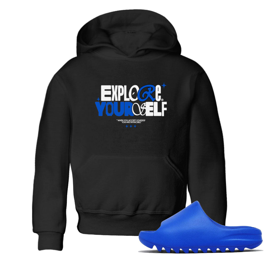Yeezy Slide Azure shirts to match jordans Explore Yourself sneaker match tees Yeezy Slide Azure Drip Gear Zone streetwear brand Baby and Youth Black 1 cotton tee