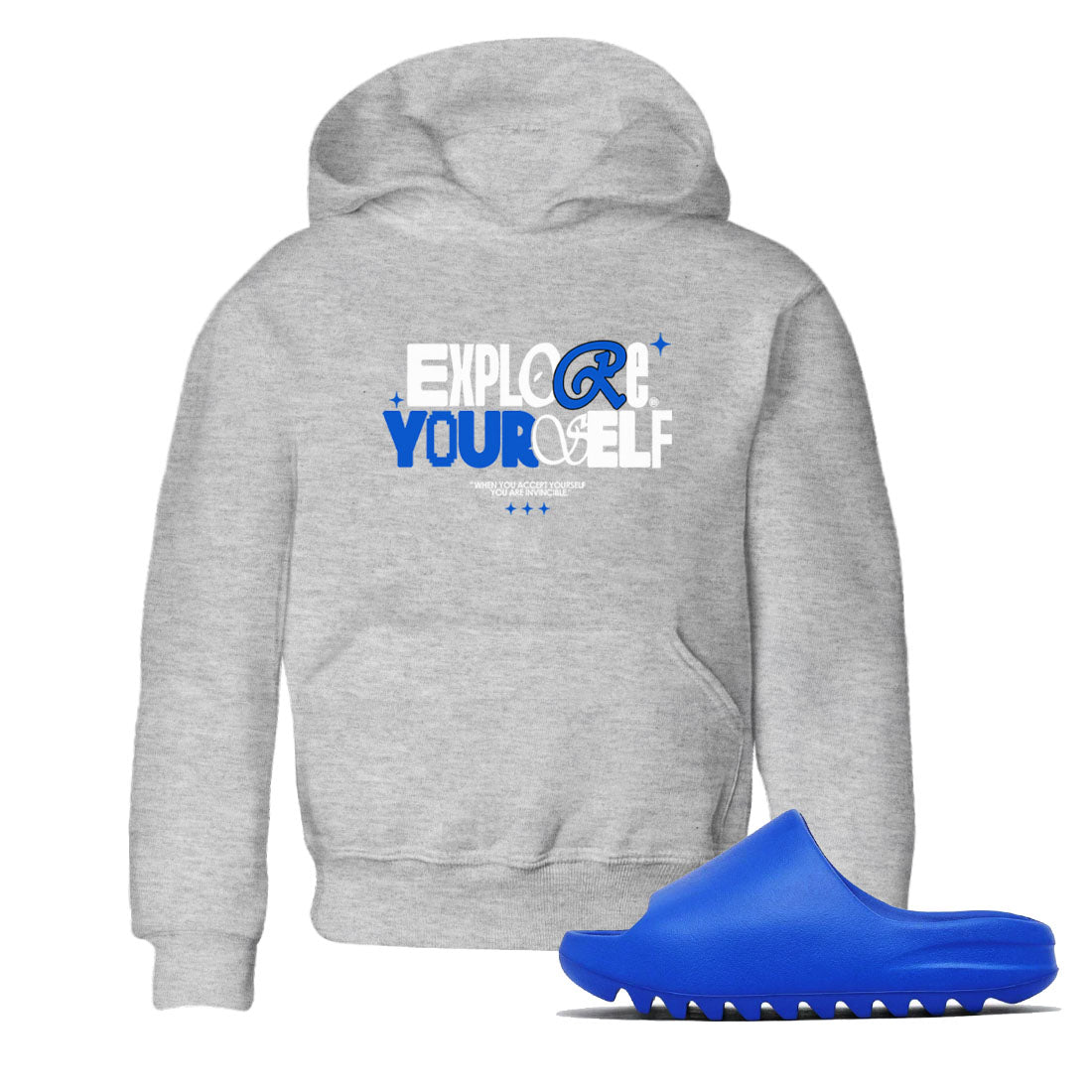 Yeezy Slide Azure shirts to match jordans Explore Yourself sneaker match tees Yeezy Slide Azure Drip Gear Zone streetwear brand Baby and Youth Heather Grey 1 cotton tee
