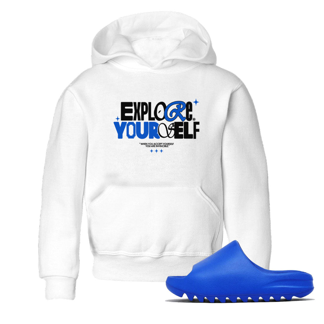 Yeezy Slide Azure shirts to match jordans Explore Yourself sneaker match tees Yeezy Slide Azure Drip Gear Zone streetwear brand Baby and Youth White 1 cotton tee