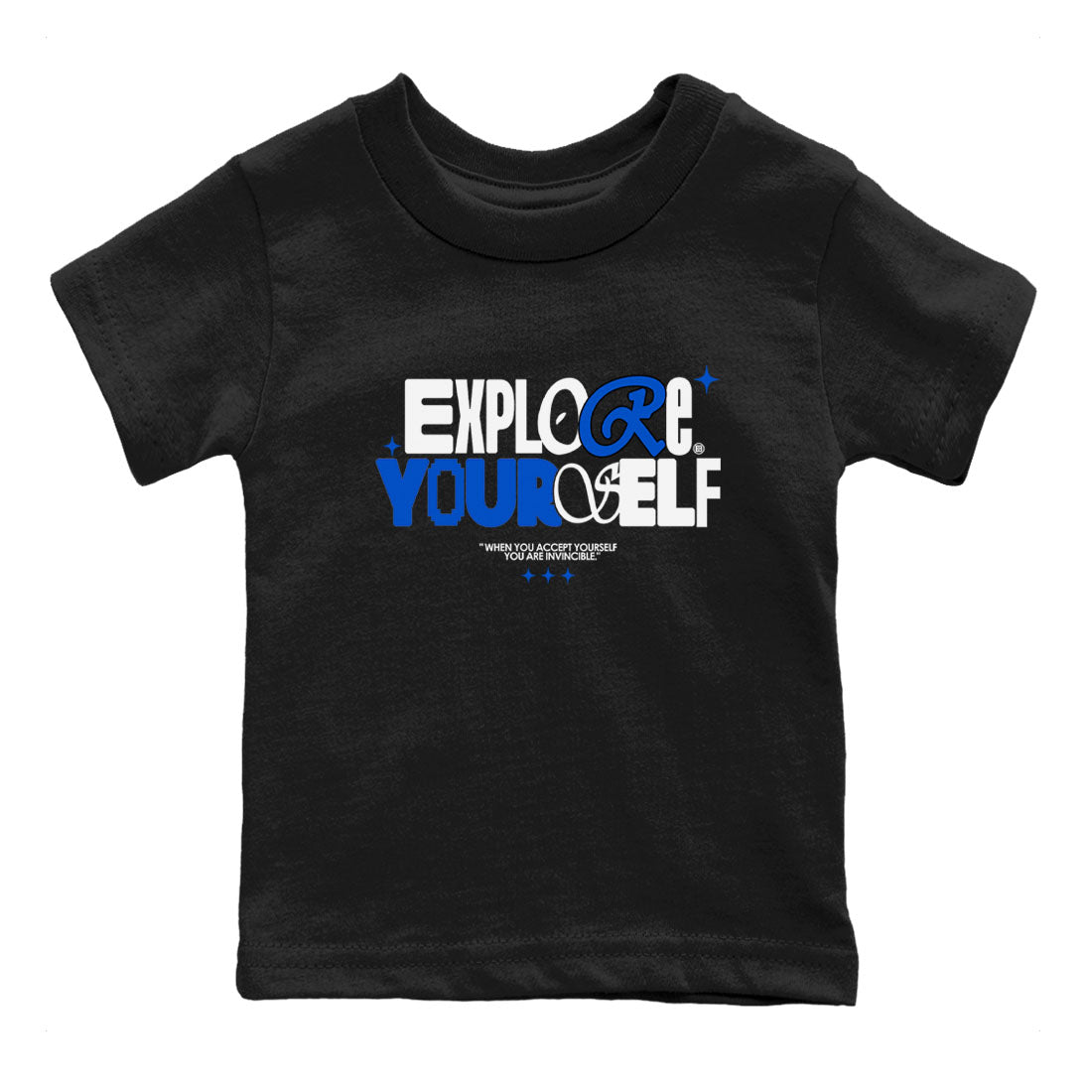 Yeezy Slide Azure shirts to match jordans Explore Yourself sneaker match tees Yeezy Slide Azure Drip Gear Zone streetwear brand Baby and Youth Black 2 cotton tee