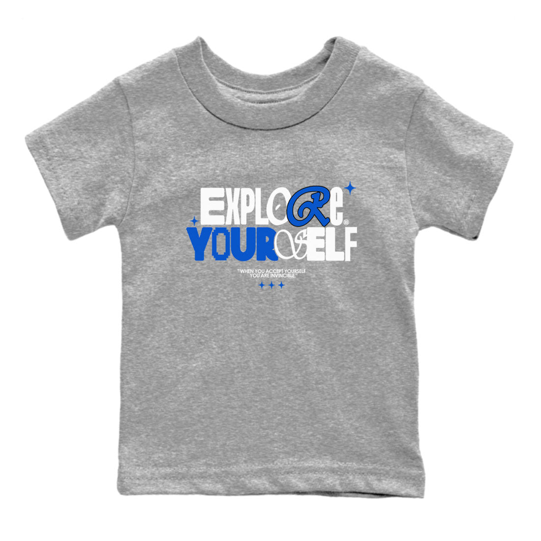 Yeezy Slide Azure shirts to match jordans Explore Yourself sneaker match tees Yeezy Slide Azure Drip Gear Zone streetwear brand Baby and Youth Heather Grey 2 cotton tee