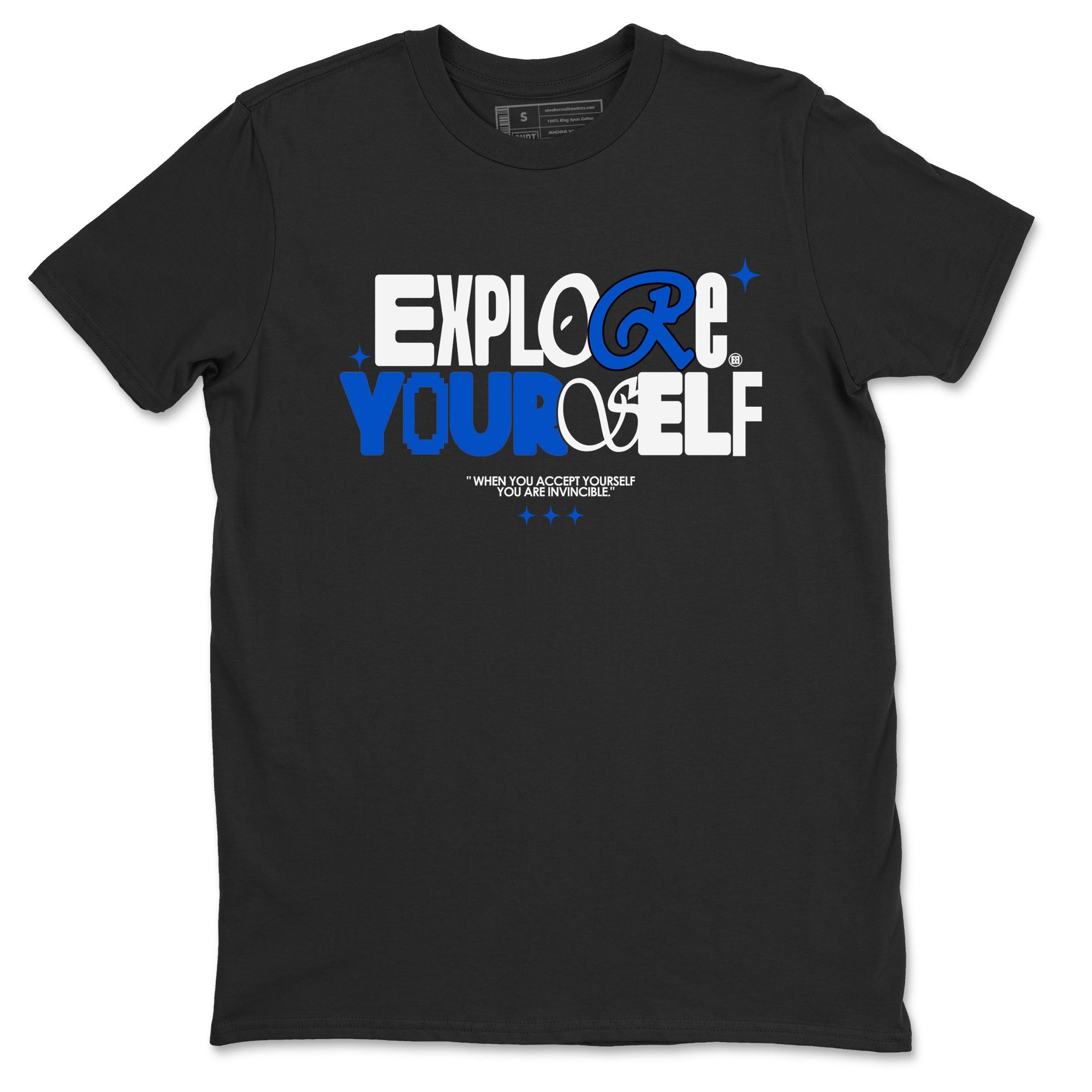 Yeezy Slide Azure shirts to match jordans Explore Yourself sneaker match tees Yeezy Slide Azure Drip Gear Zone streetwear brand Black 2 unisex cotton tee