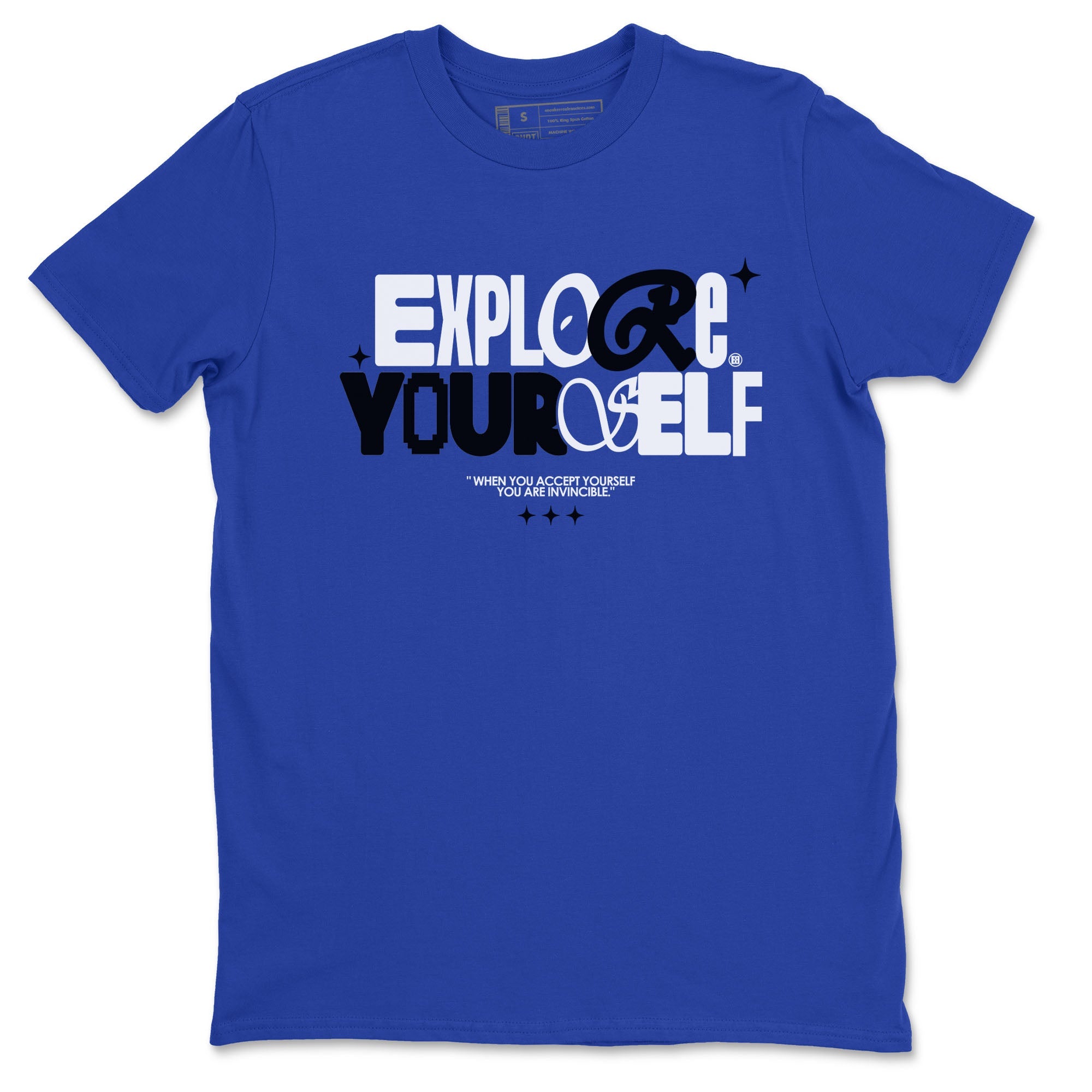 Yeezy Slide Azure shirts to match jordans Explore Yourself sneaker match tees Yeezy Slide Azure Drip Gear Zone streetwear brand Royal Blue 2 unisex cotton tee