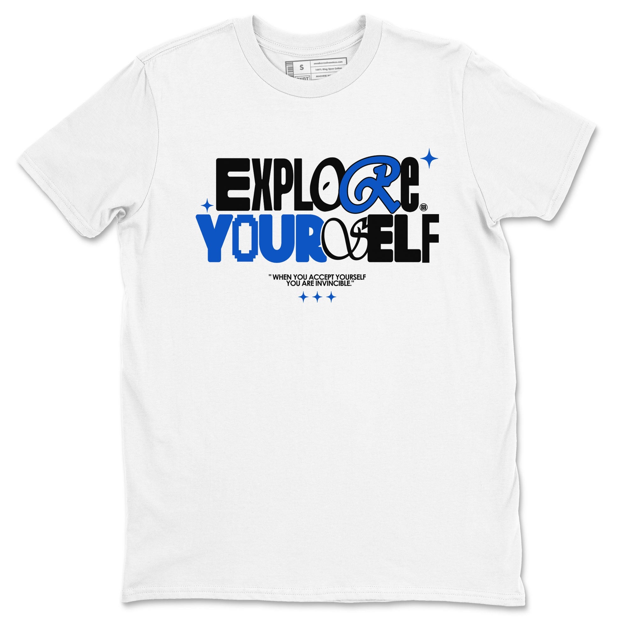 Yeezy Slide Azure shirts to match jordans Explore Yourself sneaker match tees Yeezy Slide Azure Drip Gear Zone streetwear brand White 2 unisex cotton tee