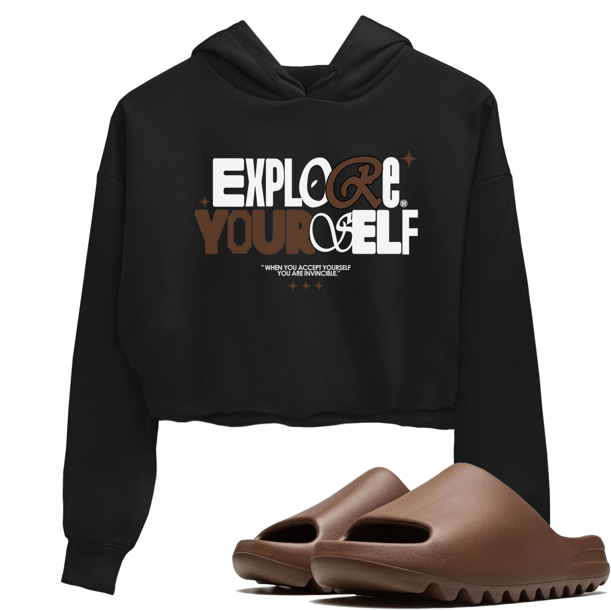 Yeezy Slide Flax shirts to match jordans Explore Yourself sneaker match tees Yeezy Slide Flax Drip Gear Zone streetwear brand Black 1 crop tee
