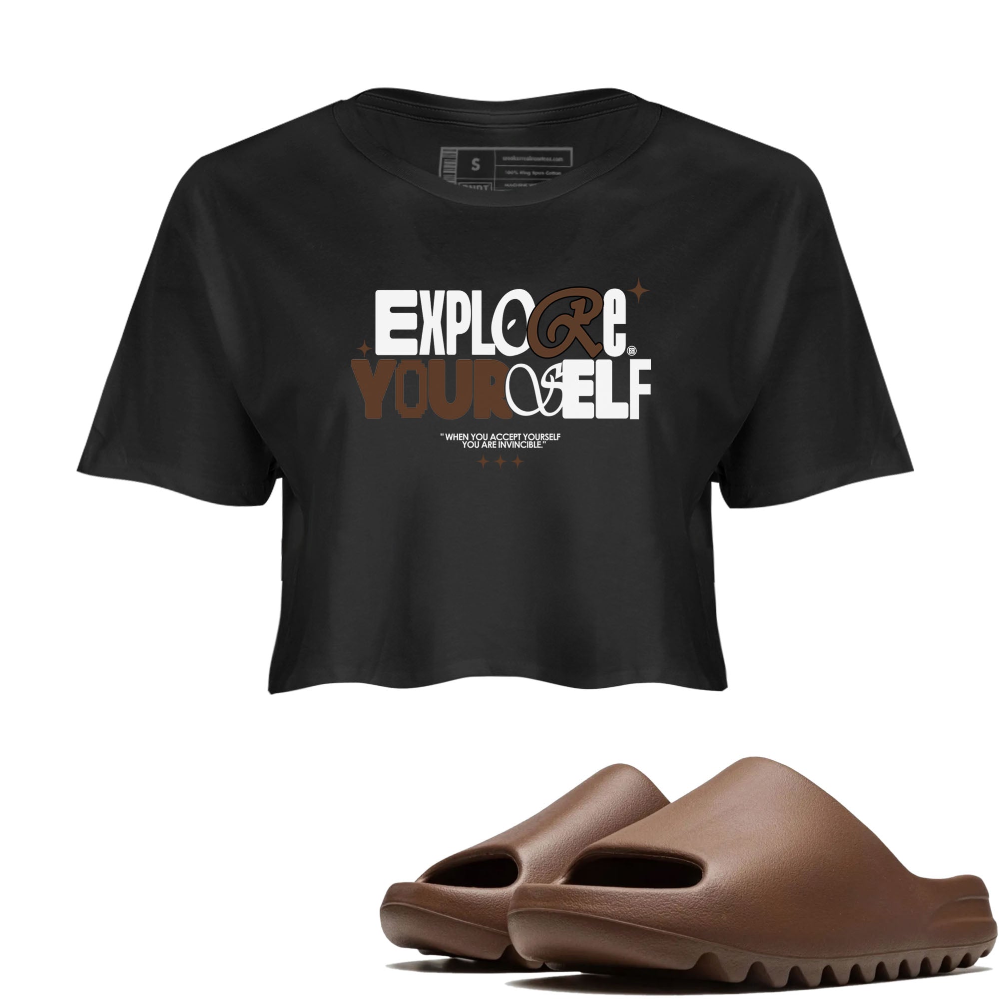 Yeezy Slide Flax shirts to match jordans Explore Yourself sneaker match tees Yeezy Slide Flax Drip Gear Zone streetwear brand Black 1 crop tee