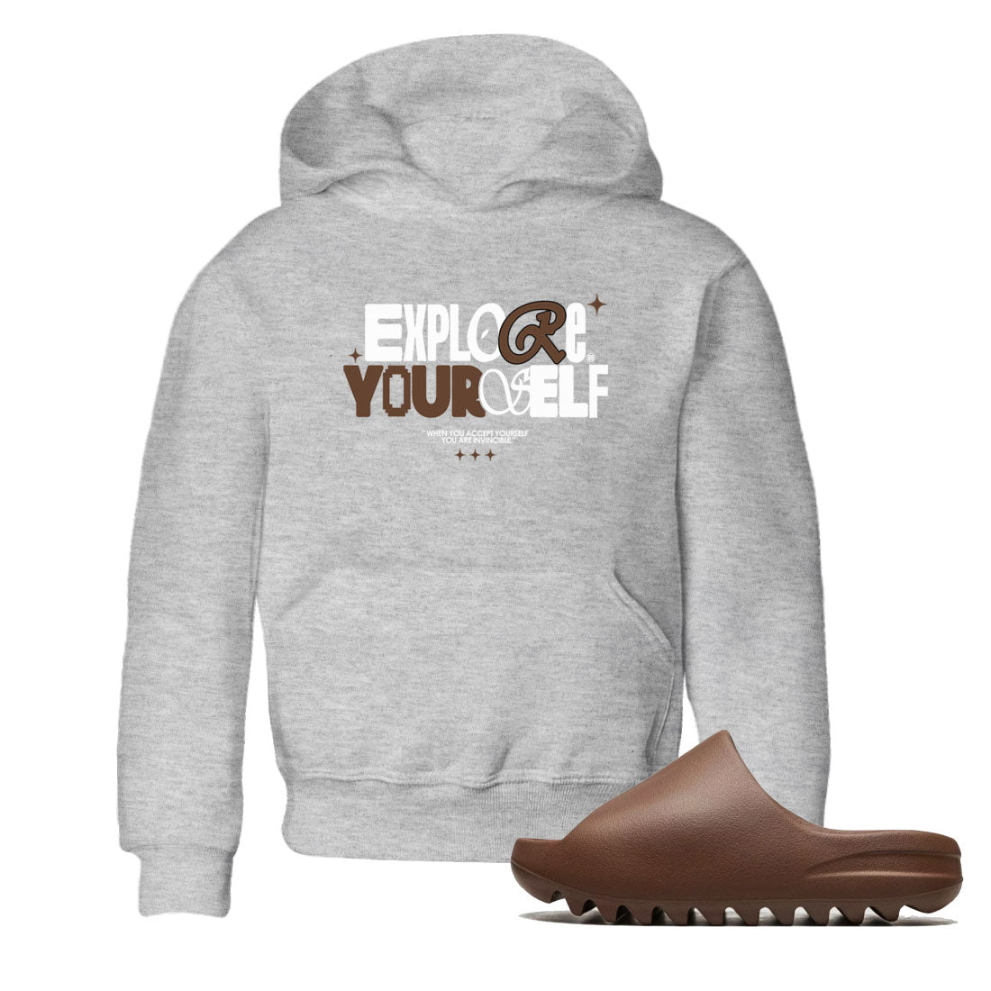 Yeezy Slide Flax shirts to match jordans Explore Yourself sneaker match tees Yeezy Slide Flax Drip Gear Zone streetwear brand Baby and Youth Heather Grey 1 cotton tee