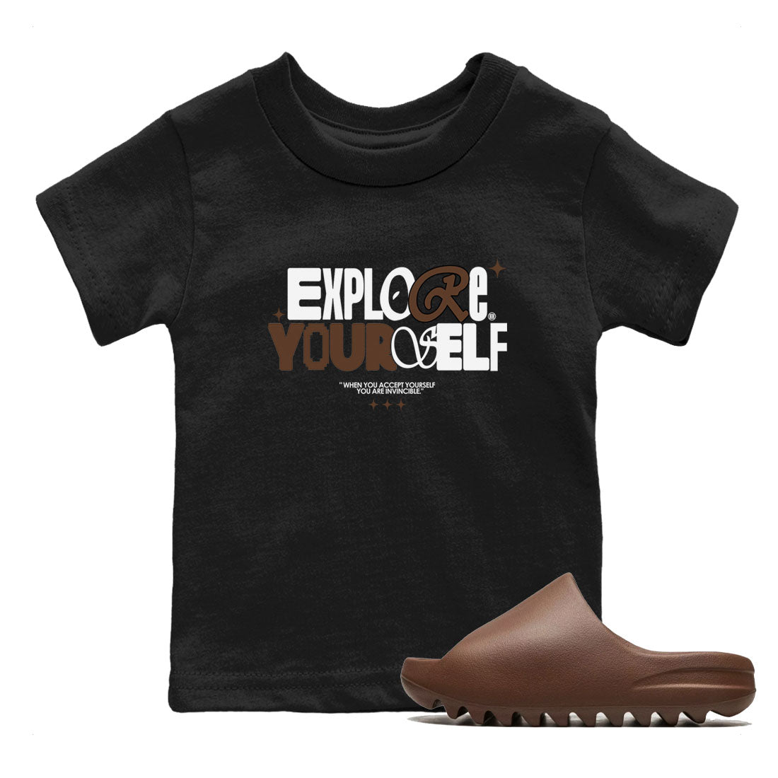 Yeezy Slide Flax shirts to match jordans Explore Yourself sneaker match tees Yeezy Slide Flax Drip Gear Zone streetwear brand Baby and Youth Black 1 cotton tee