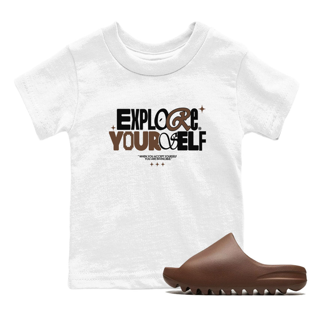 Yeezy Slide Flax shirts to match jordans Explore Yourself sneaker match tees Yeezy Slide Flax Drip Gear Zone streetwear brand Baby and Youth White 1 cotton tee
