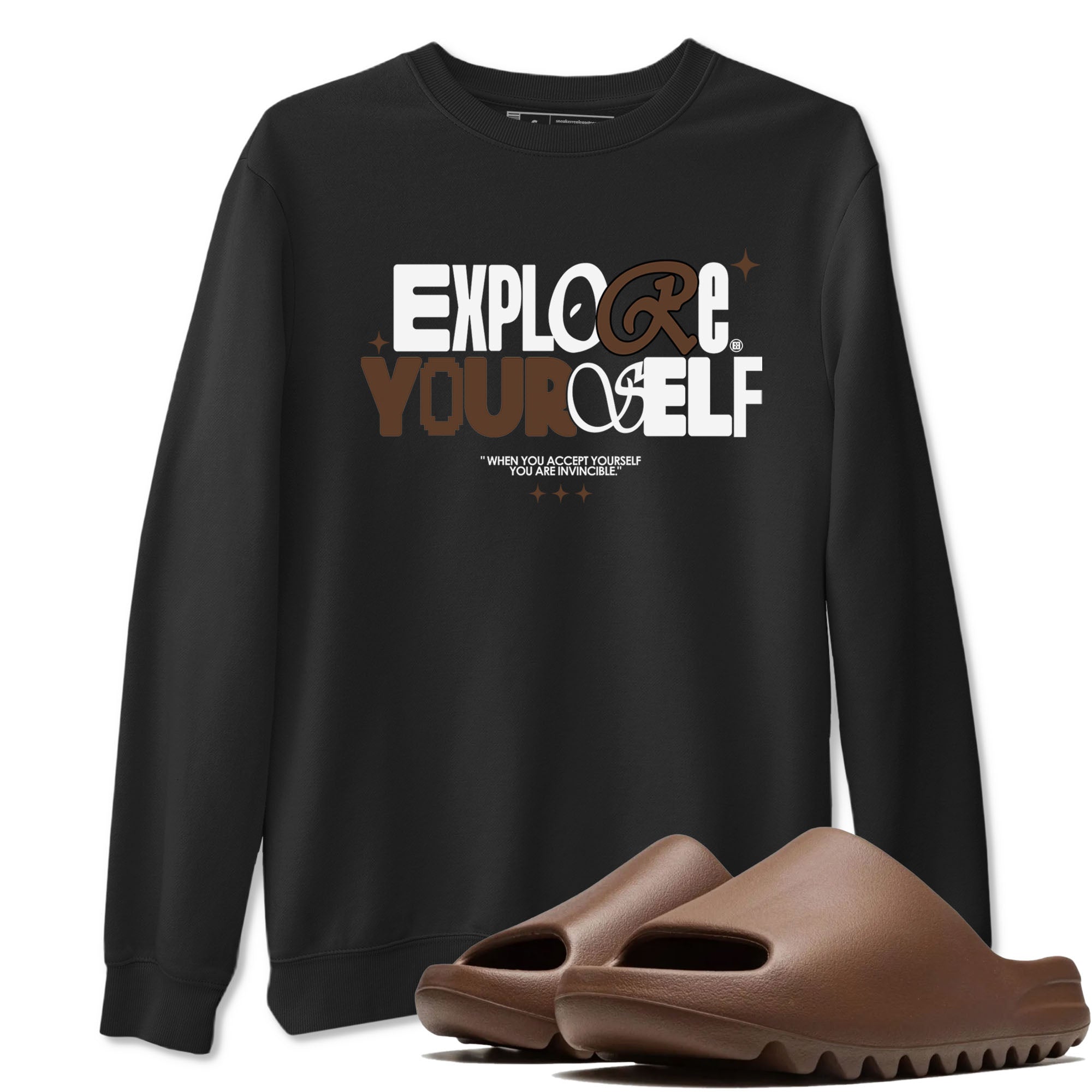 Yeezy Slide Flax shirts to match jordans Explore Yourself sneaker match tees Yeezy Slide Flax Drip Gear Zone streetwear brand Black 1 unisex cotton tee