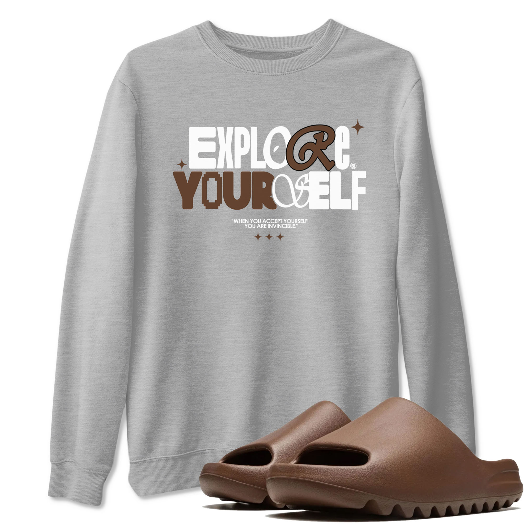 Yeezy Slide Flax shirts to match jordans Explore Yourself sneaker match tees Yeezy Slide Flax Drip Gear Zone streetwear brand Heather Grey 1 unisex cotton tee