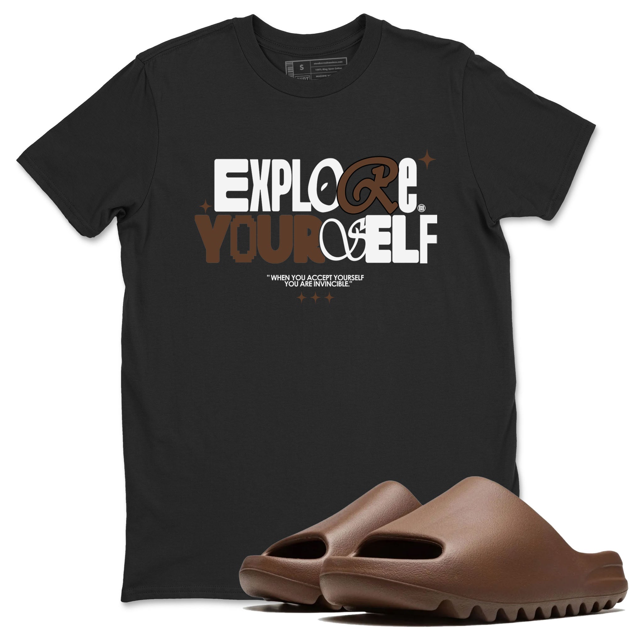Yeezy Slide Flax shirts to match jordans Explore Yourself sneaker match tees Yeezy Slide Flax Drip Gear Zone streetwear brand Black 1 unisex cotton tee