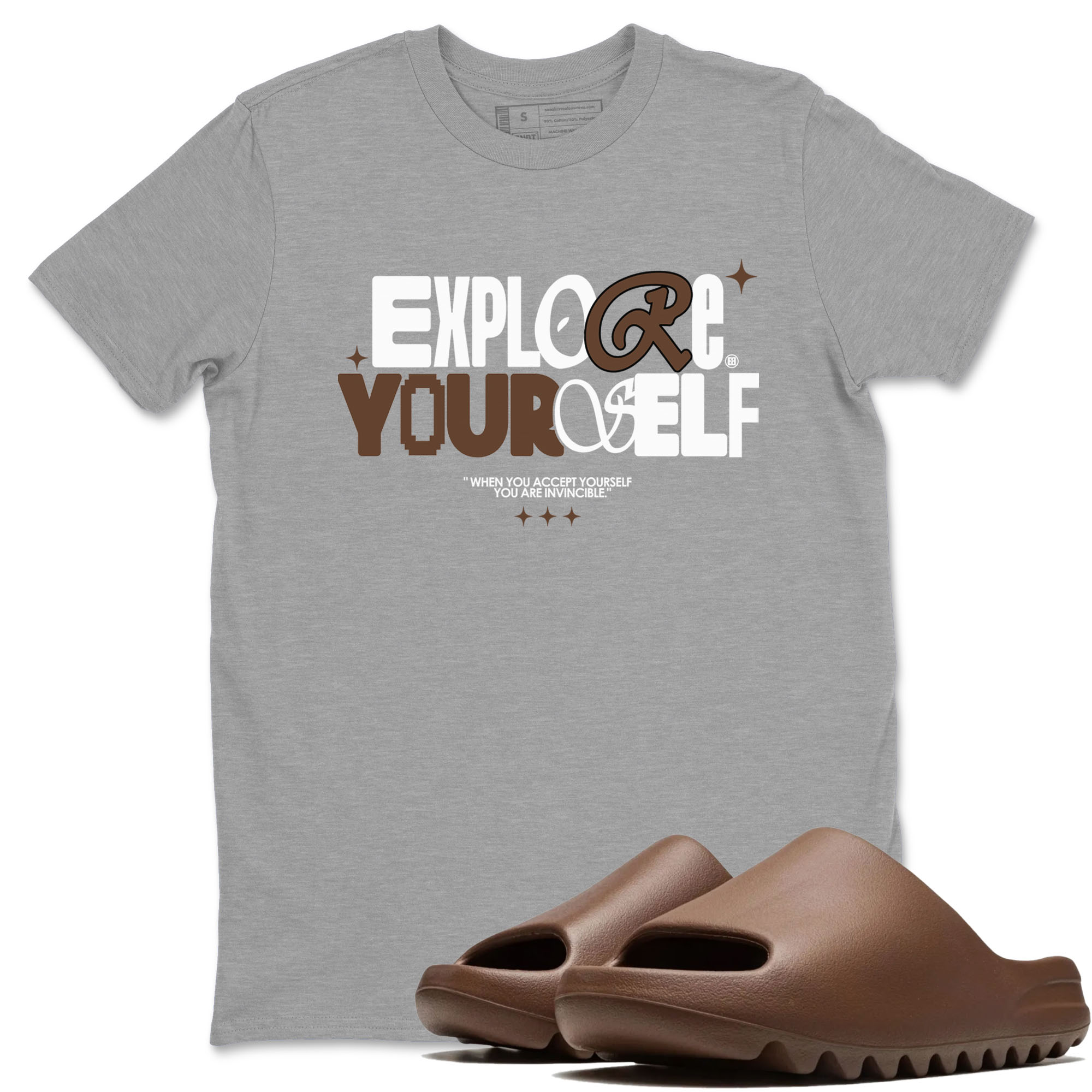 Yeezy Slide Flax shirts to match jordans Explore Yourself sneaker match tees Yeezy Slide Flax Drip Gear Zone streetwear brand Heather Grey 1 unisex cotton tee