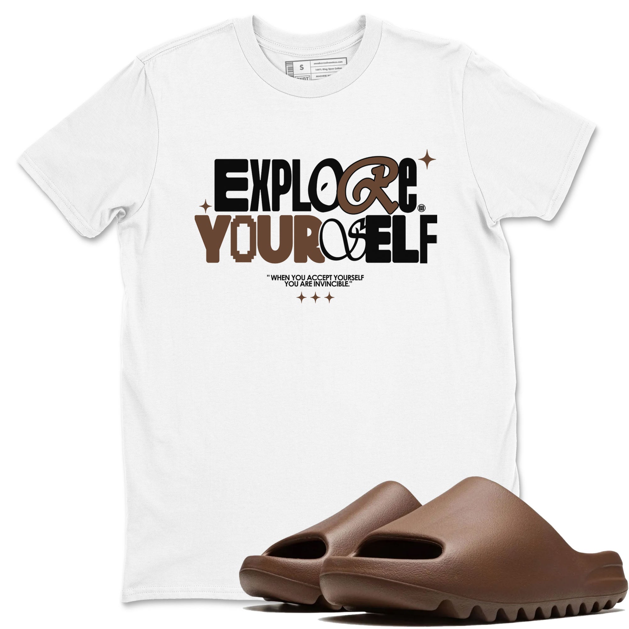 Yeezy Slide Flax shirts to match jordans Explore Yourself sneaker match tees Yeezy Slide Flax Drip Gear Zone streetwear brand White 1 unisex cotton tee