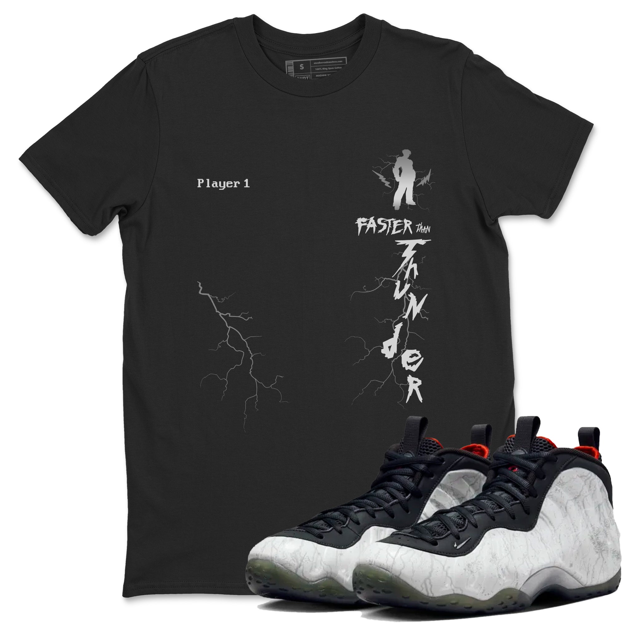 Foams One Jin shirts to match jordans Faster Than Thunder sneaker match tees Air Foamposite One Jin match shoes to clothes Drip Gear Zone unisex cotton Black 1 shirts