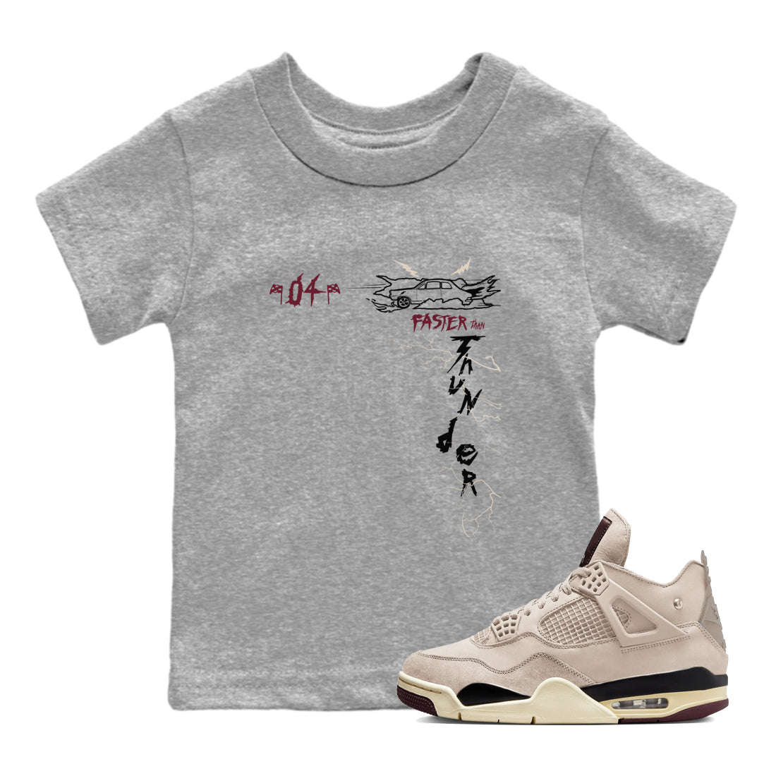 4s A Ma Maniere x Fossil Stone shirts to match jordans Faster Than Thunder sneaker match tees Air Jordan 4 A Ma Maniere x Fossil Stone match shoes to clothes Drip Gear Zone Youth Baby Heather Grey 1 tee