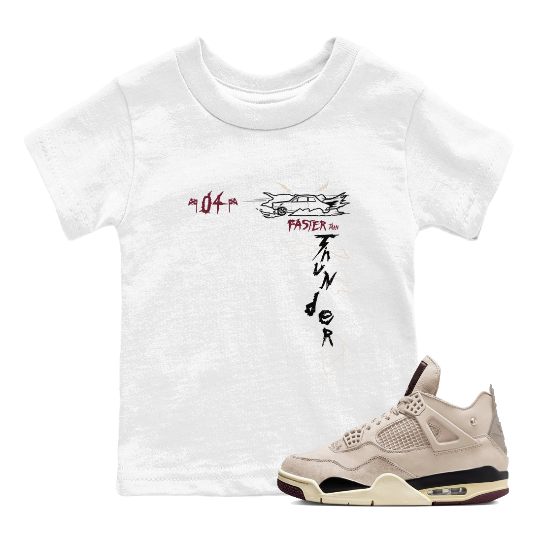 4s A Ma Maniere x Fossil Stone shirts to match jordans Faster Than Thunder sneaker match tees Air Jordan 4 A Ma Maniere x Fossil Stone match shoes to clothes Drip Gear Zone Youth Baby White 1 tee