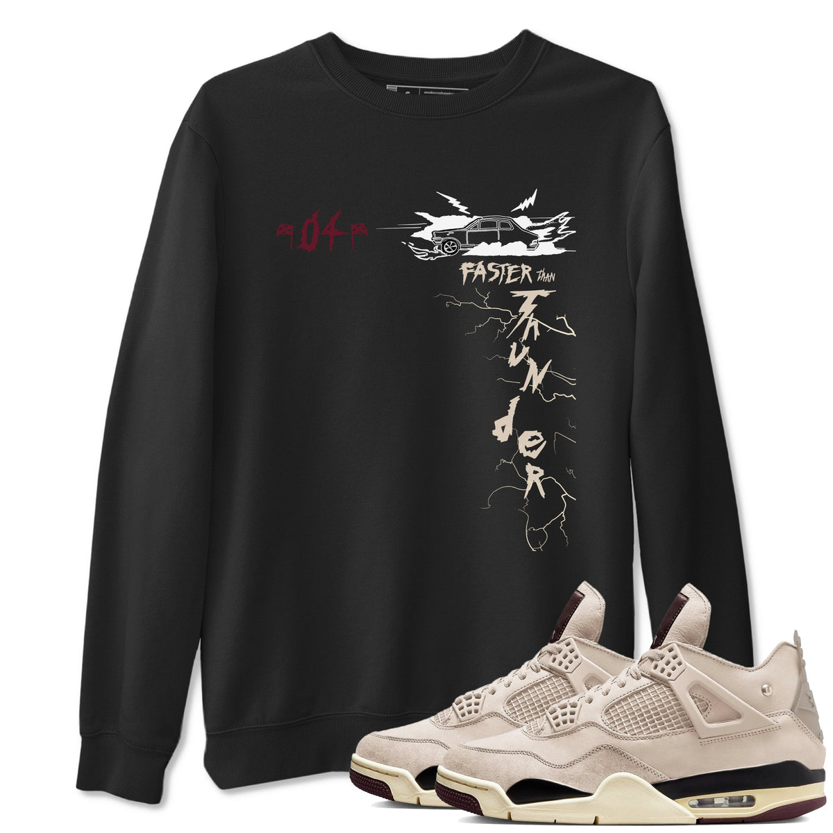 4s A Ma Maniere x Fossil Stone shirts to match jordans Faster Than Thunder sneaker match tees Air Jordan 4 A Ma Maniere x Fossil Stone match shoes to clothes Drip Gear Zone unisex cotton Black 1 shirts
