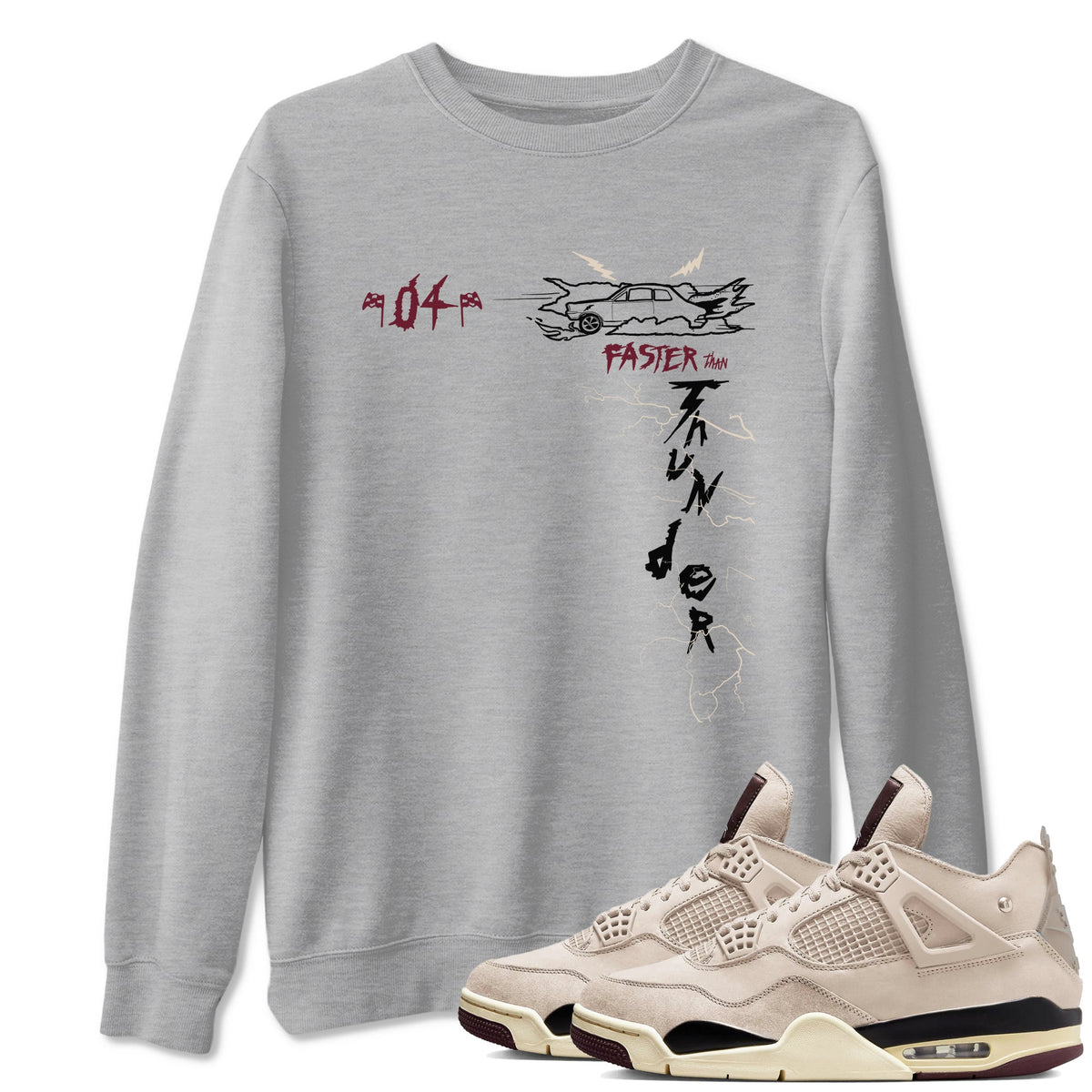 4s A Ma Maniere x Fossil Stone shirts to match jordans Faster Than Thunder sneaker match tees Air Jordan 4 A Ma Maniere x Fossil Stone match shoes to clothes Drip Gear Zone unisex cotton Heather Grey 1 shirts