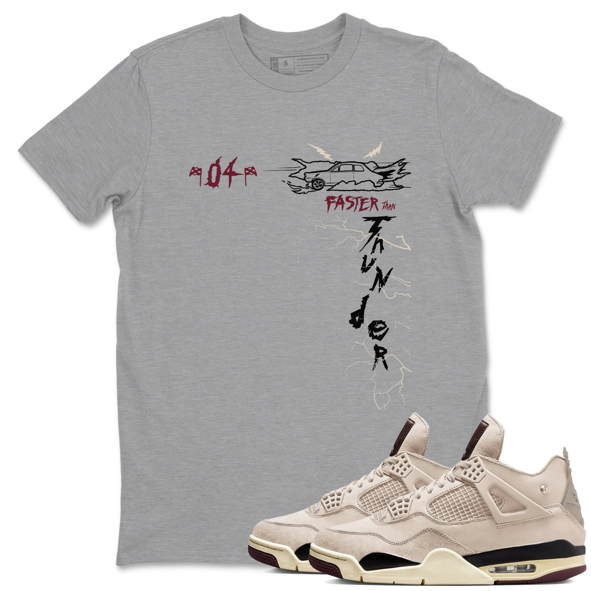 4s A Ma Maniere x Fossil Stone shirts to match jordans Faster Than Thunder sneaker match tees Air Jordan 4 A Ma Maniere x Fossil Stone match shoes to clothes Drip Gear Zone unisex cotton Heather Grey 1 shirts