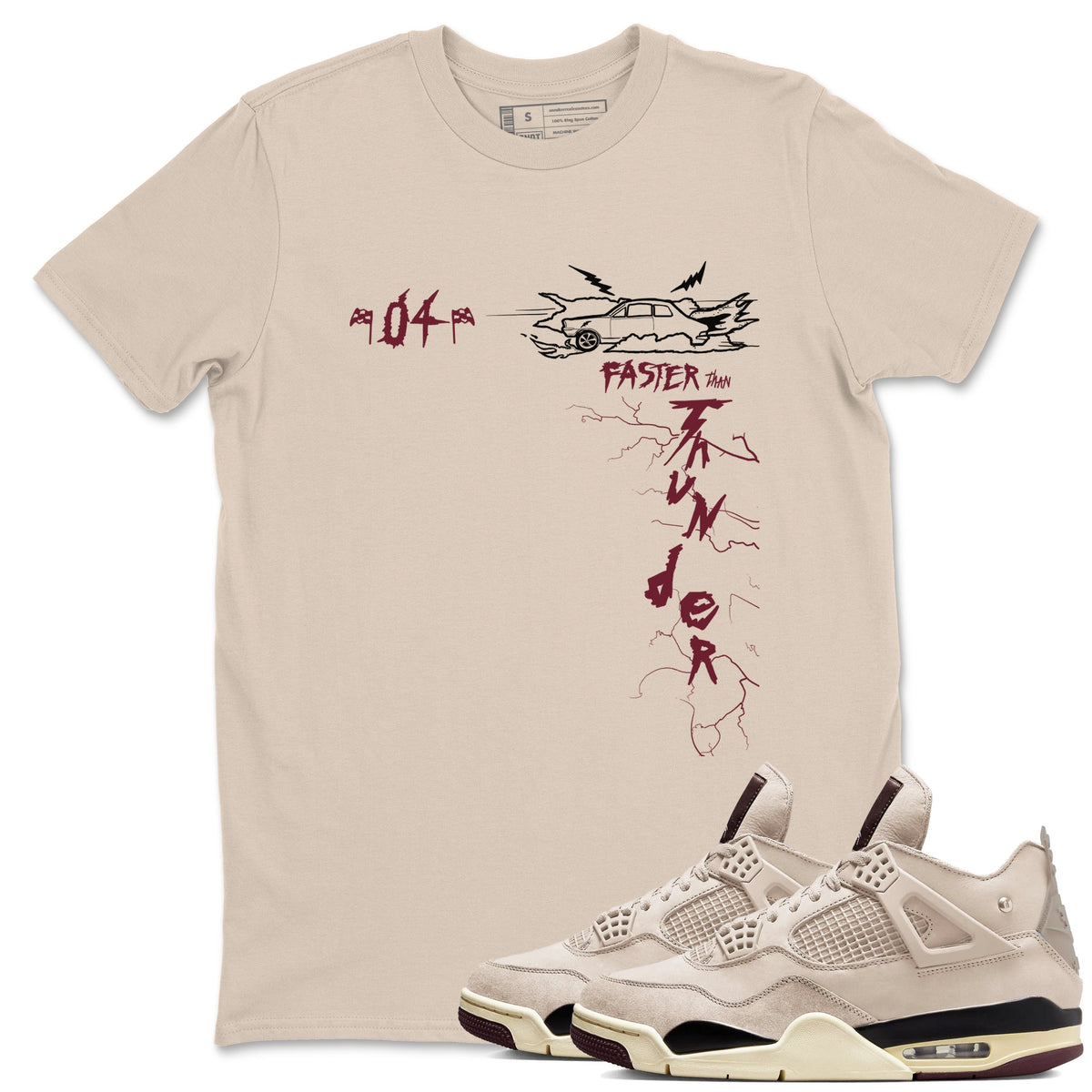 4s A Ma Maniere x Fossil Stone shirts to match jordans Faster Than Thunder sneaker match tees Air Jordan 4 A Ma Maniere x Fossil Stone match shoes to clothes Drip Gear Zone unisex cotton Sand 1 shirts