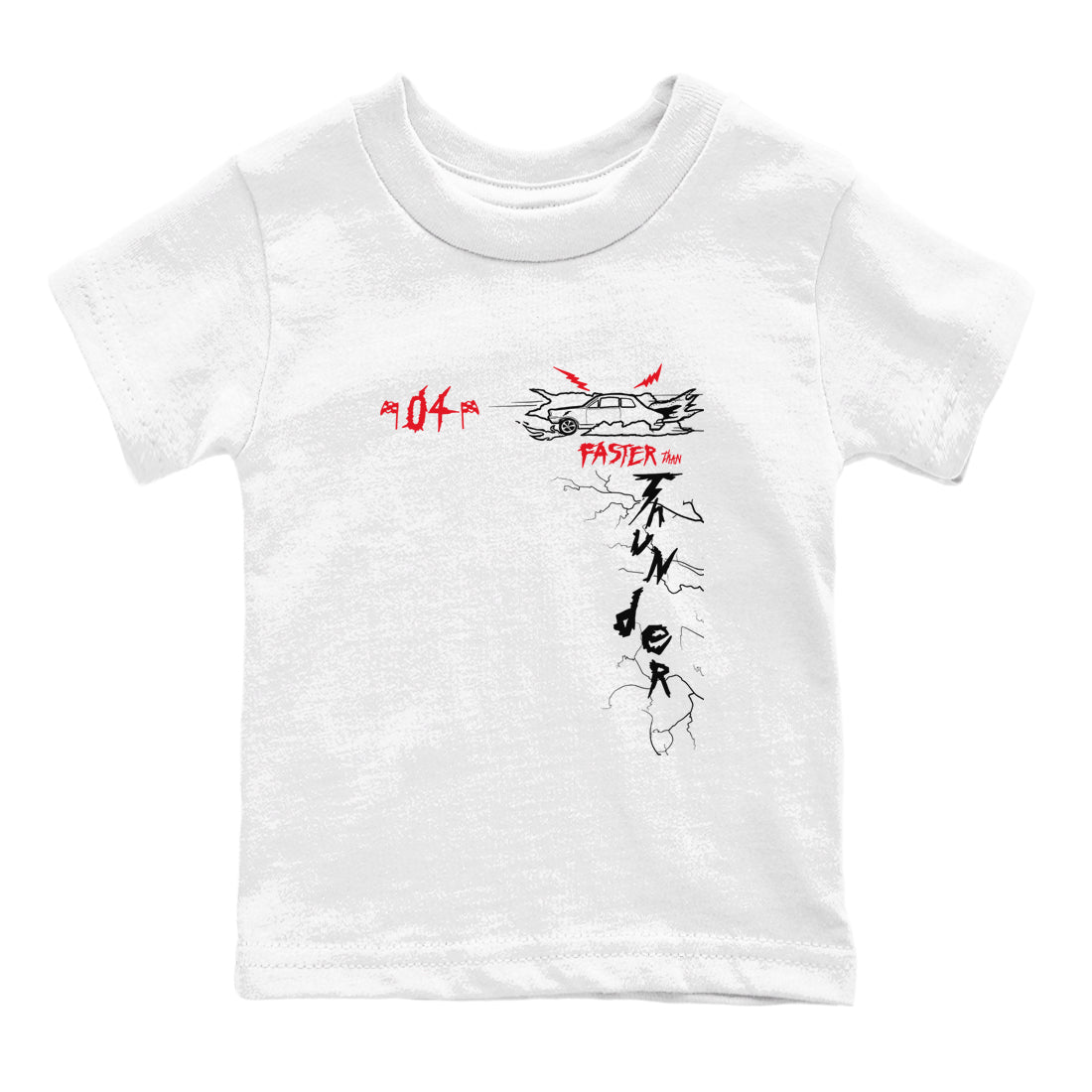 4s Red Thunder shirts to match jordans Faster Than Thunder sneaker match tees Air Jordan 4 Red Thunder Drip Gear Zone streetwear brand Baby and Youth White 2 cotton tee