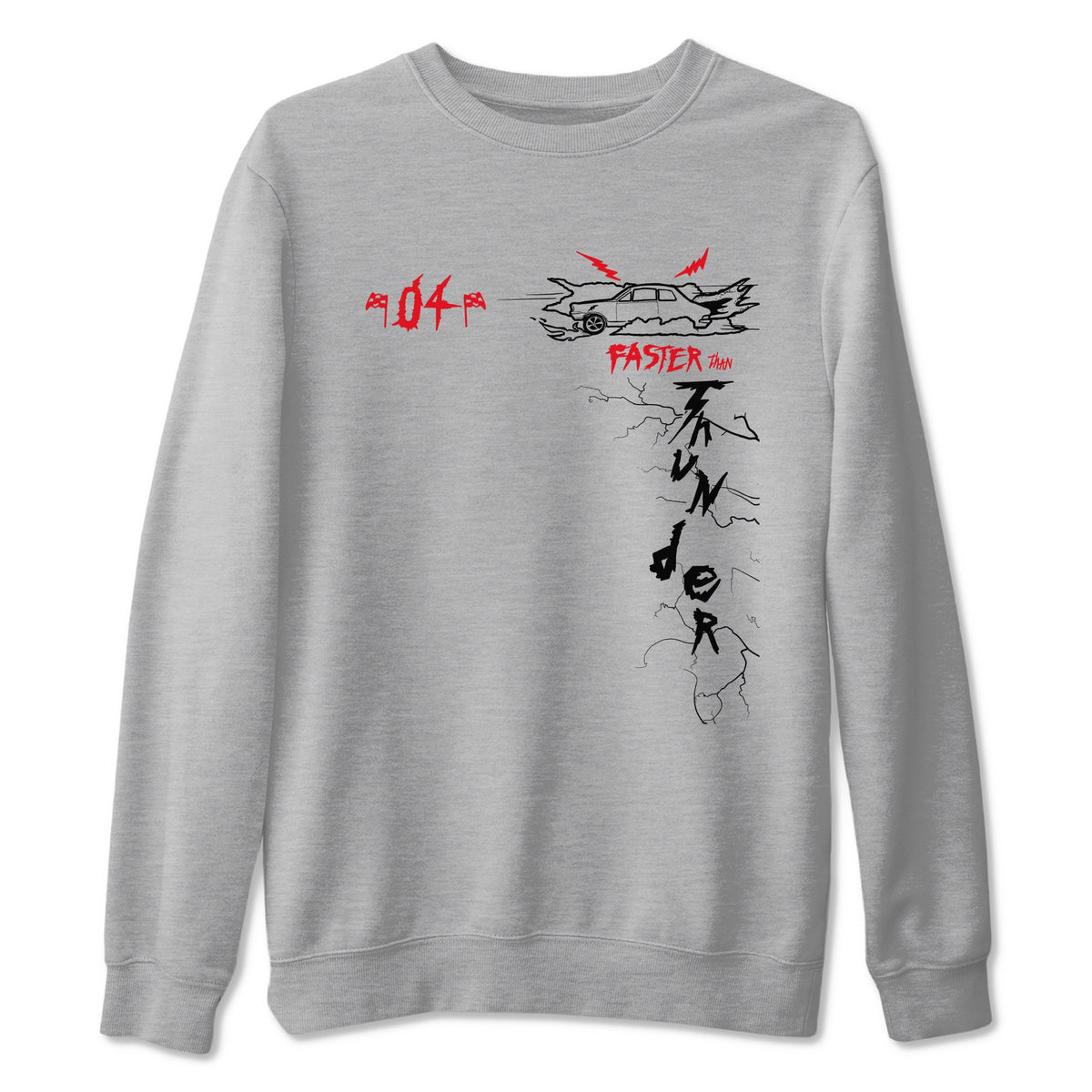 4s Red Thunder shirts to match jordans Faster Than Thunder sneaker match tees Air Jordan 4 Red Thunder Drip Gear Zone streetwear brand Heather Grey 2 unisex cotton tee
