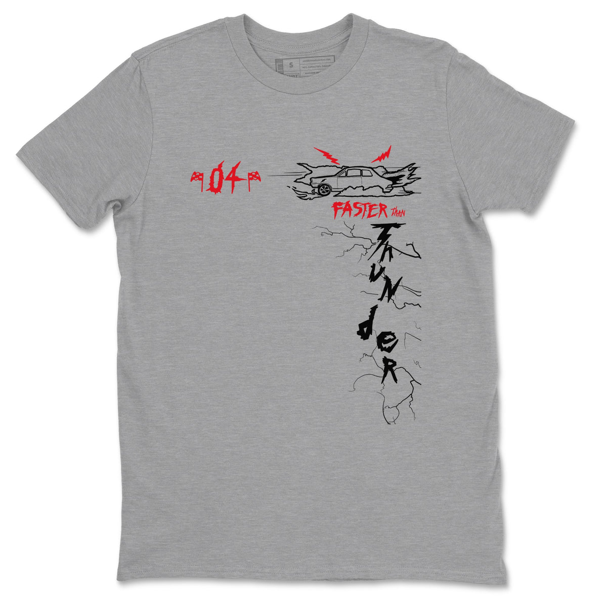 4s Red Thunder shirts to match jordans Faster Than Thunder sneaker match tees Air Jordan 4 Red Thunder Drip Gear Zone streetwear brand Heather Grey 2 unisex cotton tee