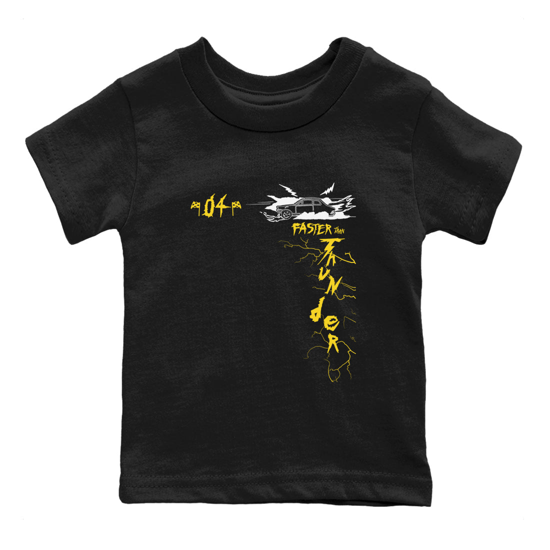 AJ4 Thunder shirts to match jordans Faster Than Thunder sneaker match tees Air Jordan 4 Thunder Drip Gear Zone streetwear brand Baby and Youth Black 2 cotton tee