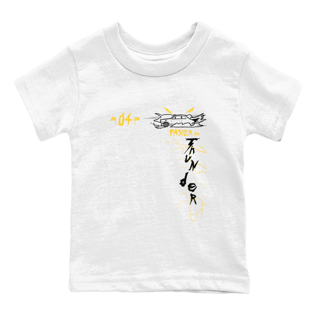 AJ4 Thunder shirts to match jordans Faster Than Thunder sneaker match tees Air Jordan 4 Thunder Drip Gear Zone streetwear brand Baby and Youth White 2 cotton tee