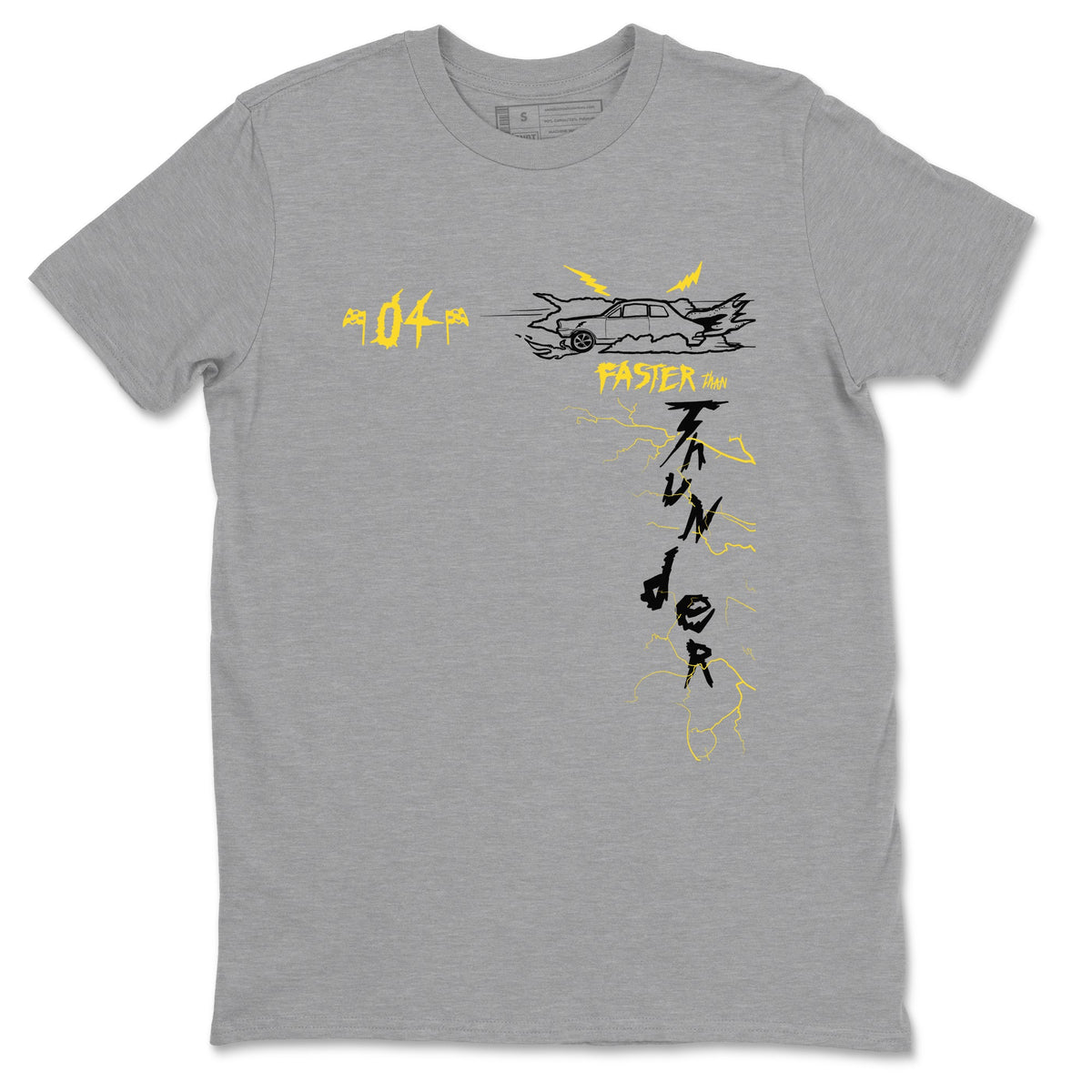 AJ4 Thunder shirts to match jordans Faster Than Thunder sneaker match tees Air Jordan 4 Thunder Drip Gear Zone streetwear brand Heather Grey 2 unisex cotton tee