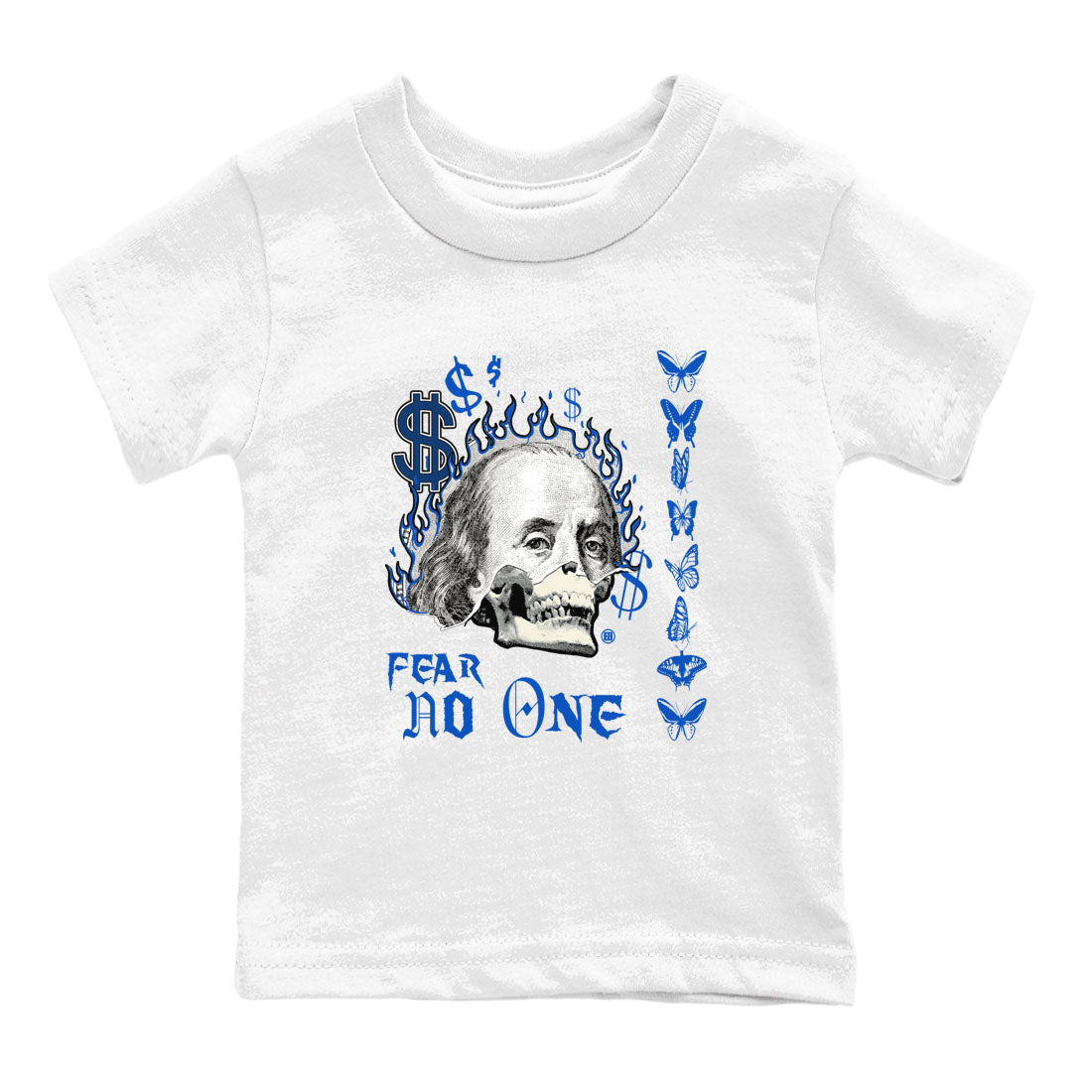 1s Game Royal shirt to match jordans Fear No One sneaker tees Air Jordan 1 Low Game Royal Drip Gear Zone baby toddler White 2 cotton Shirt