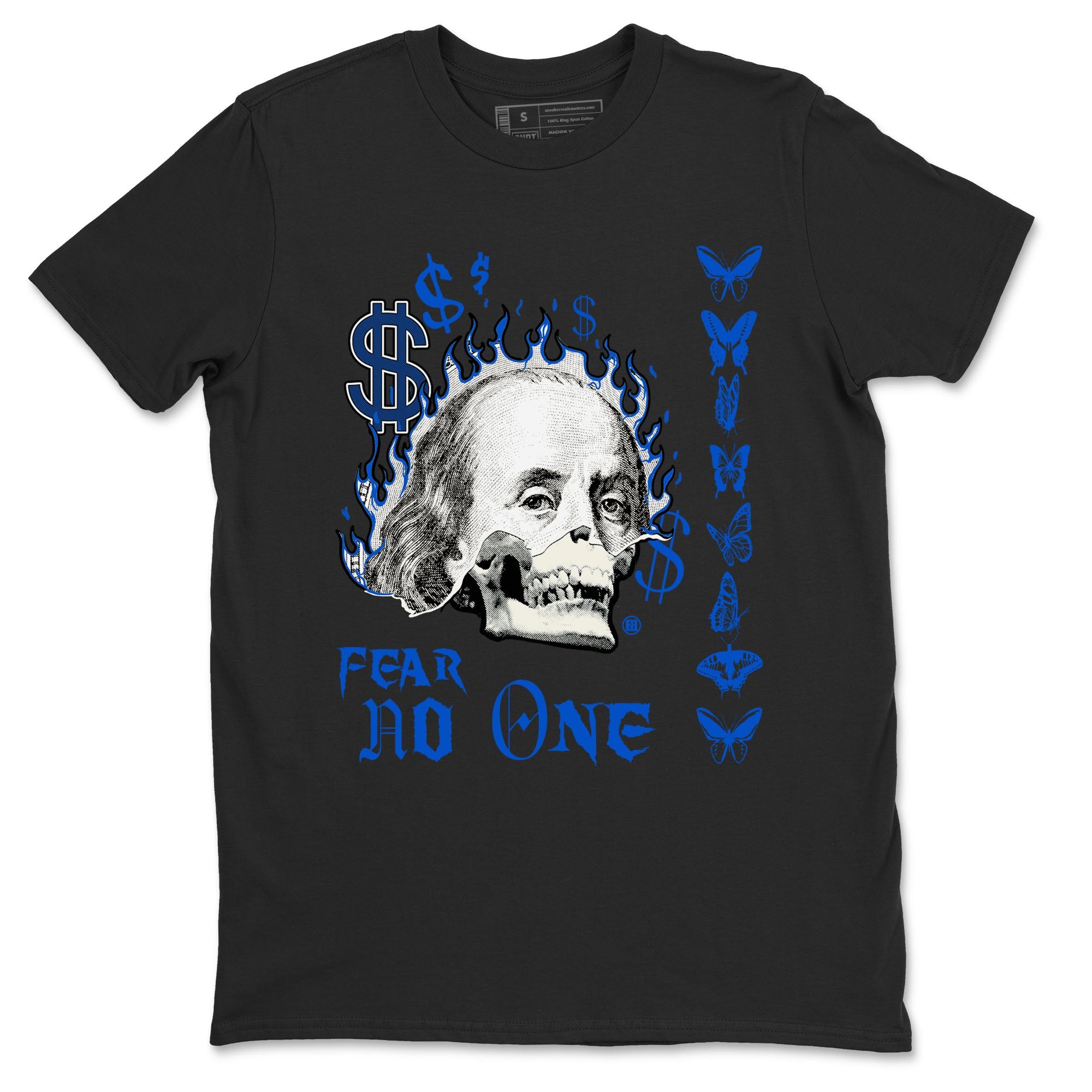 1s Game Royal shirt to match jordans Fear No One sneaker tees Air Jordan 1 Low Game Royal Drip Gear Zone unisex cotton Black 2 crew neck shirt