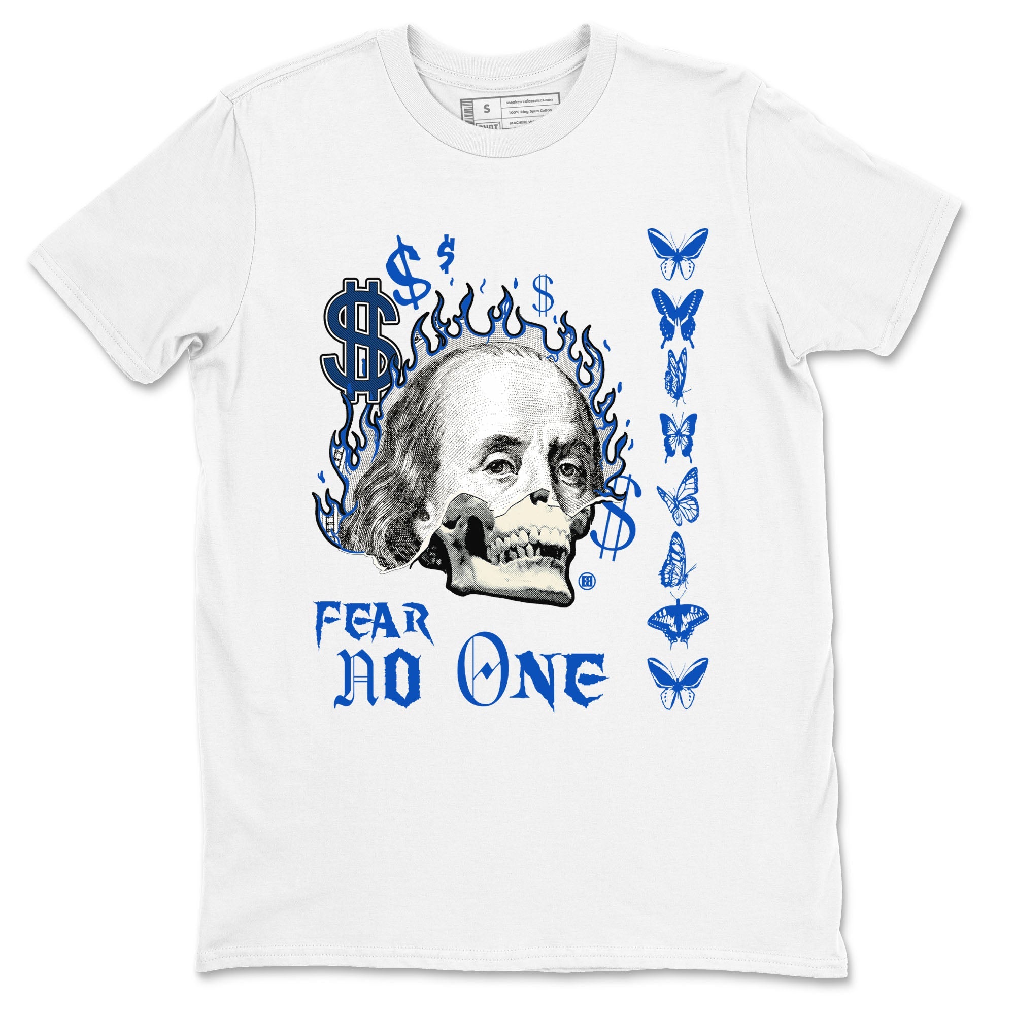1s Game Royal shirt to match jordans Fear No One sneaker tees Air Jordan 1 Low Game Royal Drip Gear Zone unisex cotton White 2 crew neck shirt