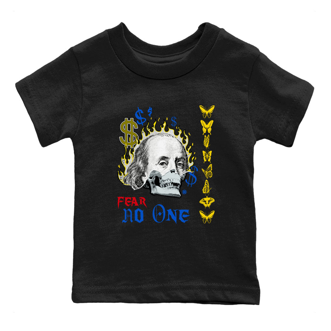 Air Jordan 1 Travis Scott Canary shirt to match jordans Fear No One sneaker tees Air Jordan 1 Low x Travis Scott x Canary Drip Gear Zone baby toddler Black 2 cotton Shirt