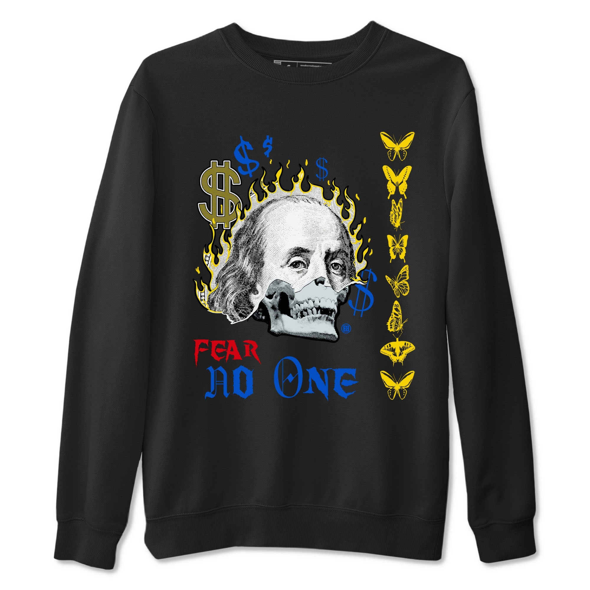 Air Jordan 1 Travis Scott Canary shirt to match jordans Fear No One sneaker tees Air Jordan 1 Low x Travis Scott x Canary Drip Gear Zone unisex cotton Black 2 crew neck shirt