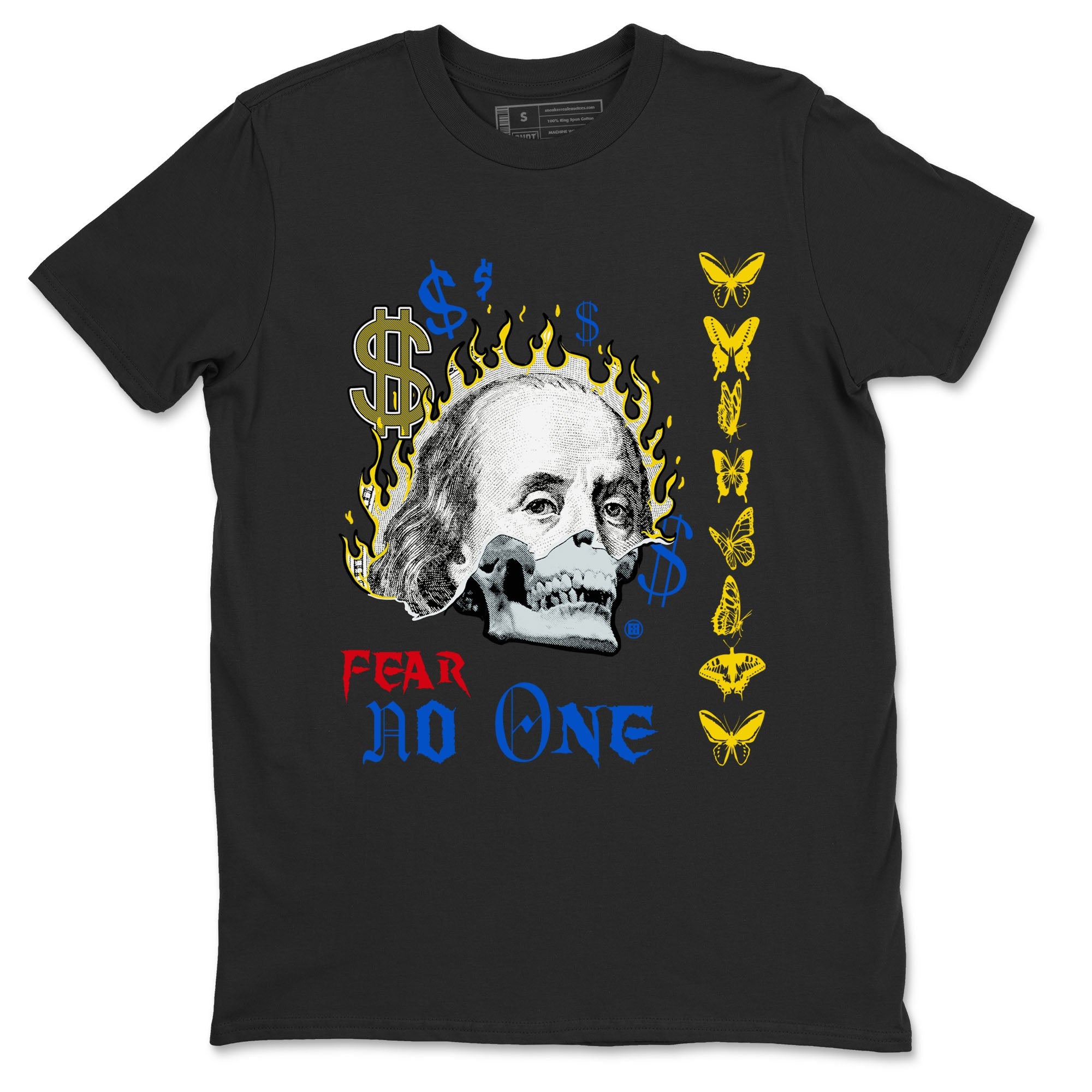 Air Jordan 1 Travis Scott Canary shirt to match jordans Fear No One sneaker tees Air Jordan 1 Low x Travis Scott x Canary Drip Gear Zone unisex cotton Black 2 crew neck shirt
