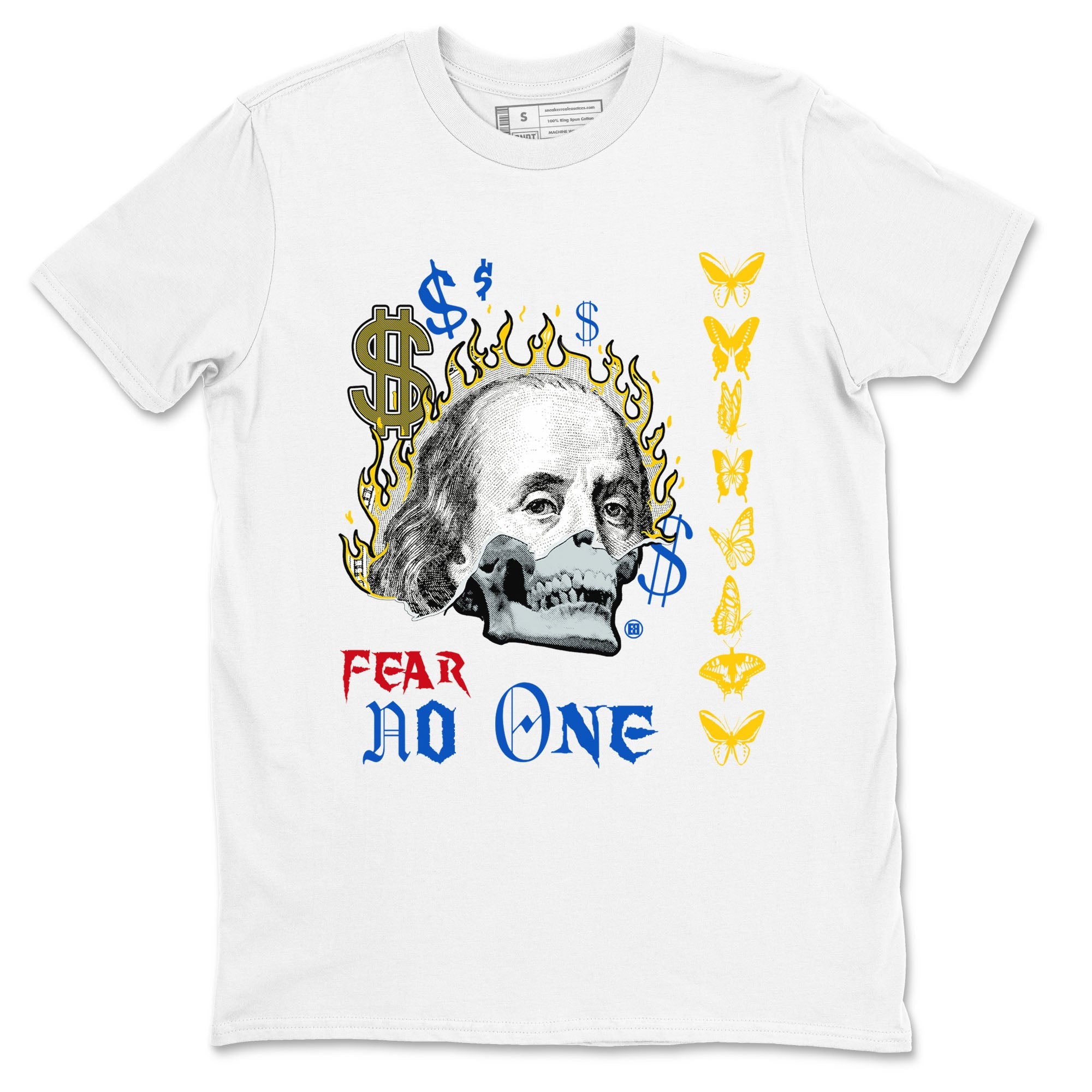 Air Jordan 1 Travis Scott Canary shirt to match jordans Fear No One sneaker tees Air Jordan 1 Low x Travis Scott x Canary Drip Gear Zone unisex cotton White 2 crew neck shirt