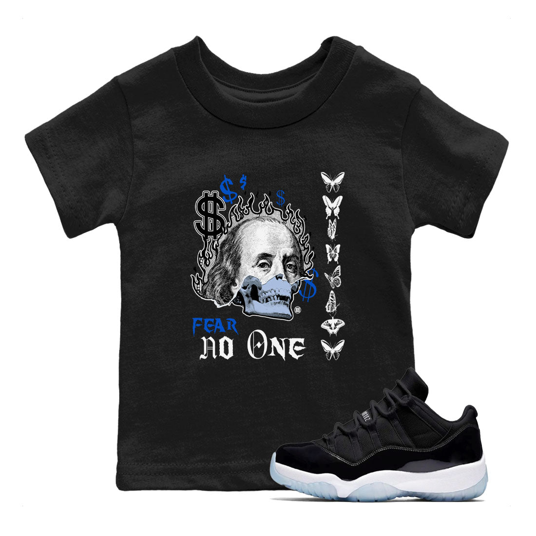 Air Jordan 11 Space shirt to match jordans Fear No One sneaker tees 11s Space Drip Gear Zone baby toddler Black 1 cotton Shirt